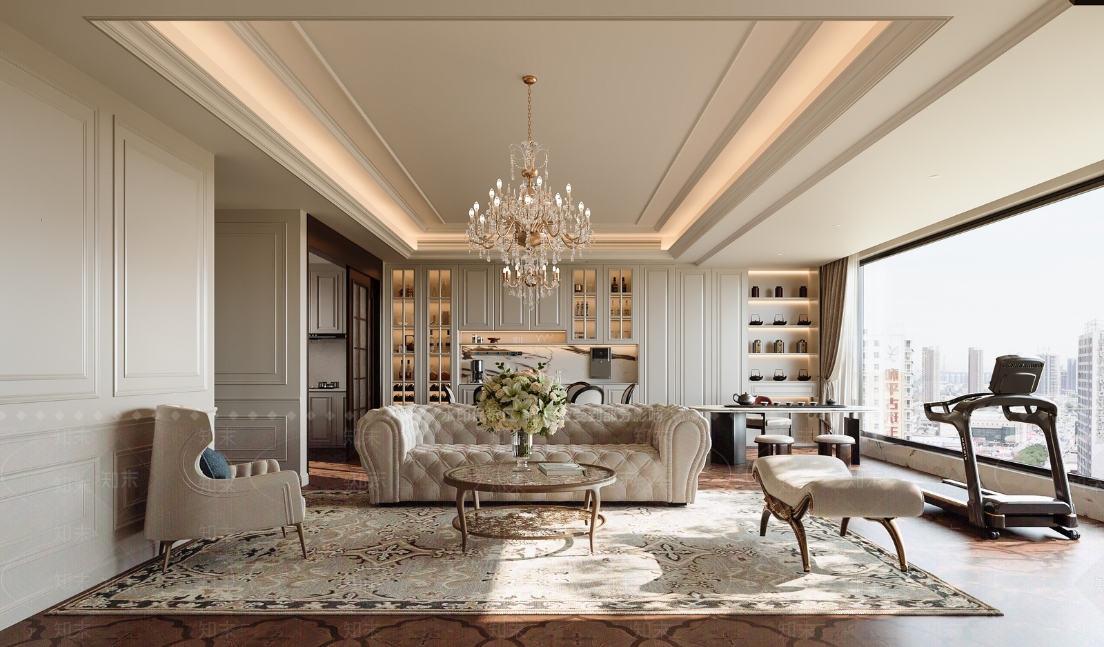 法式客餐厅3D模型下载【ID:1201602622】