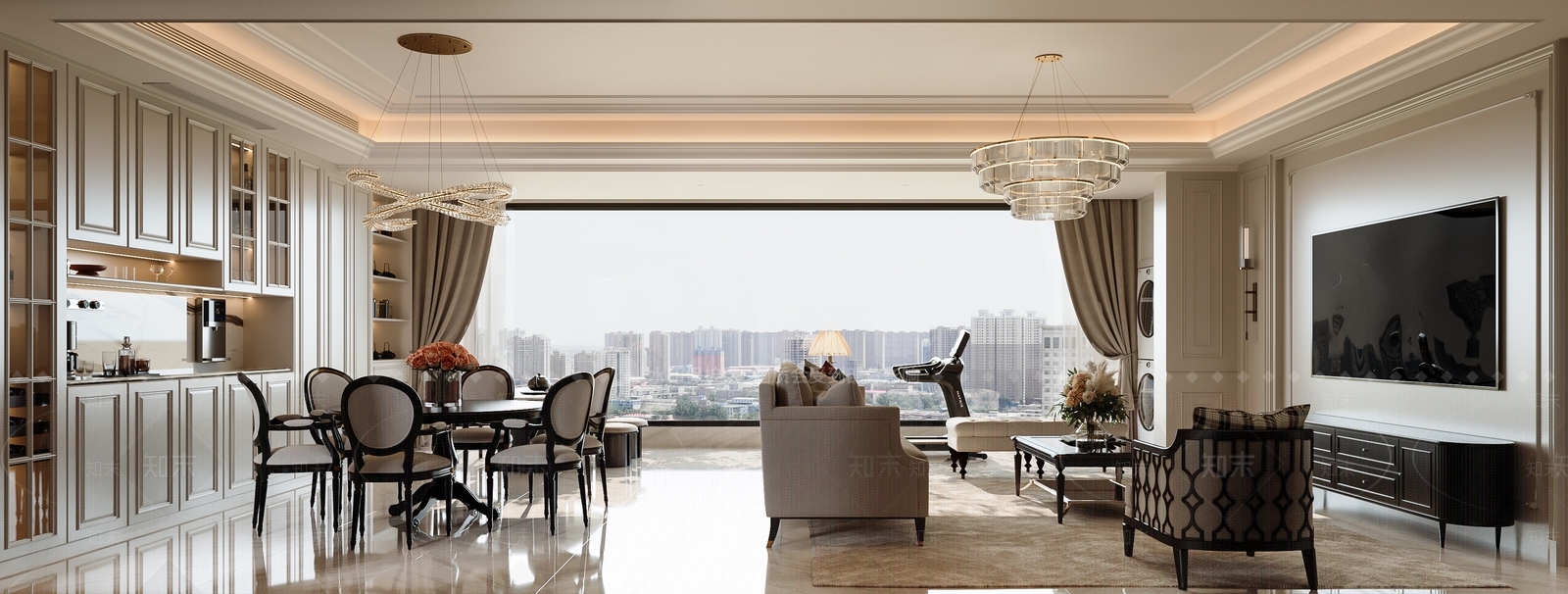 美式客餐厅3D模型下载【ID:1201602710】