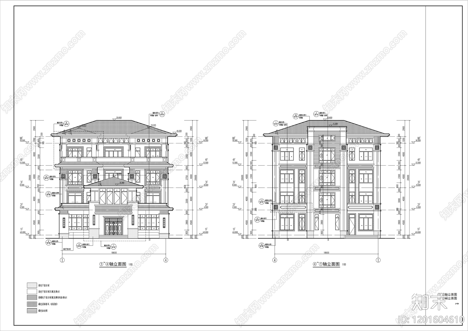 新中式欧式别墅建筑施工图下载【ID:1201604610】