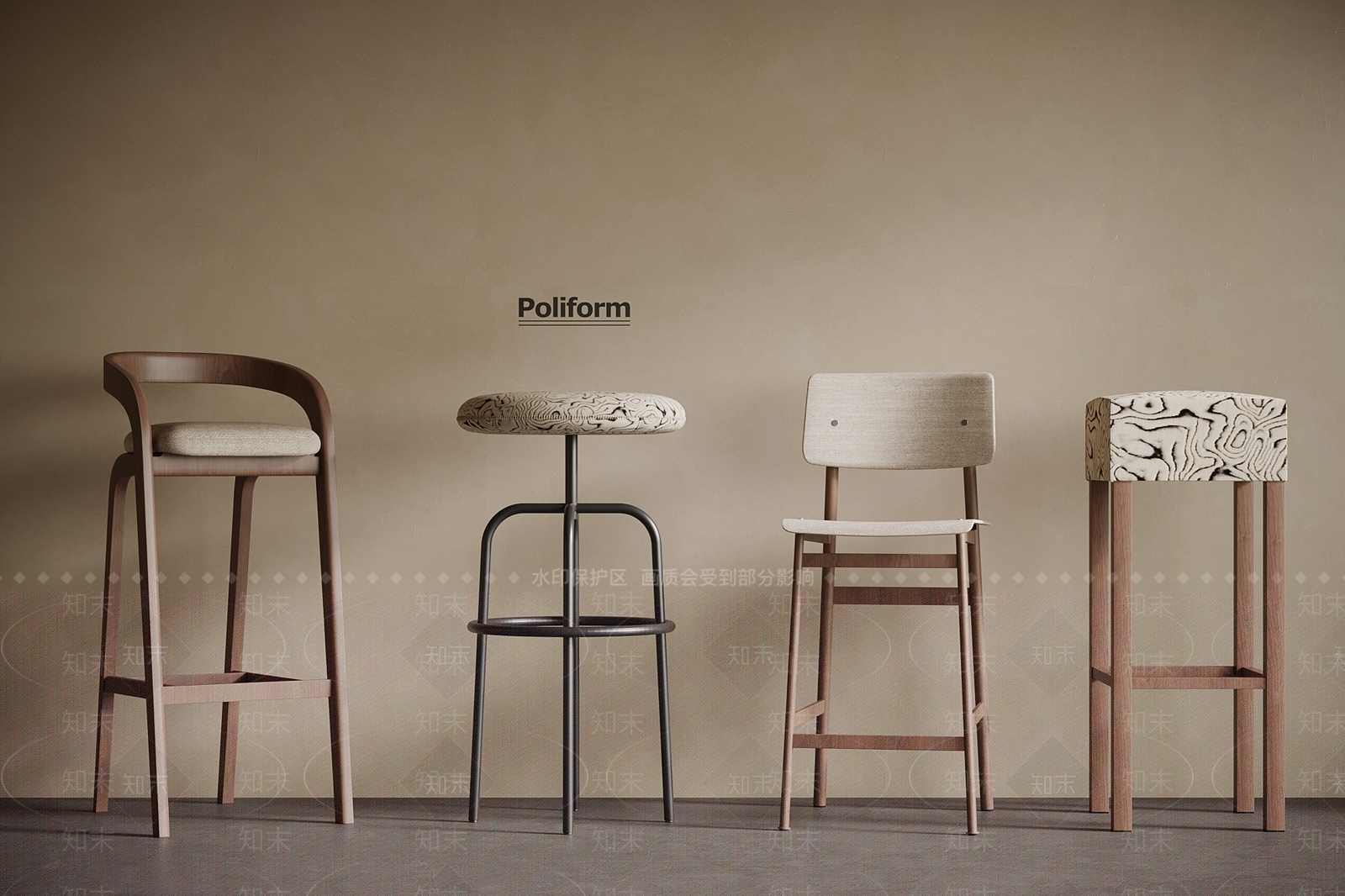 现代中古吧凳3D模型下载【ID:1201604849】