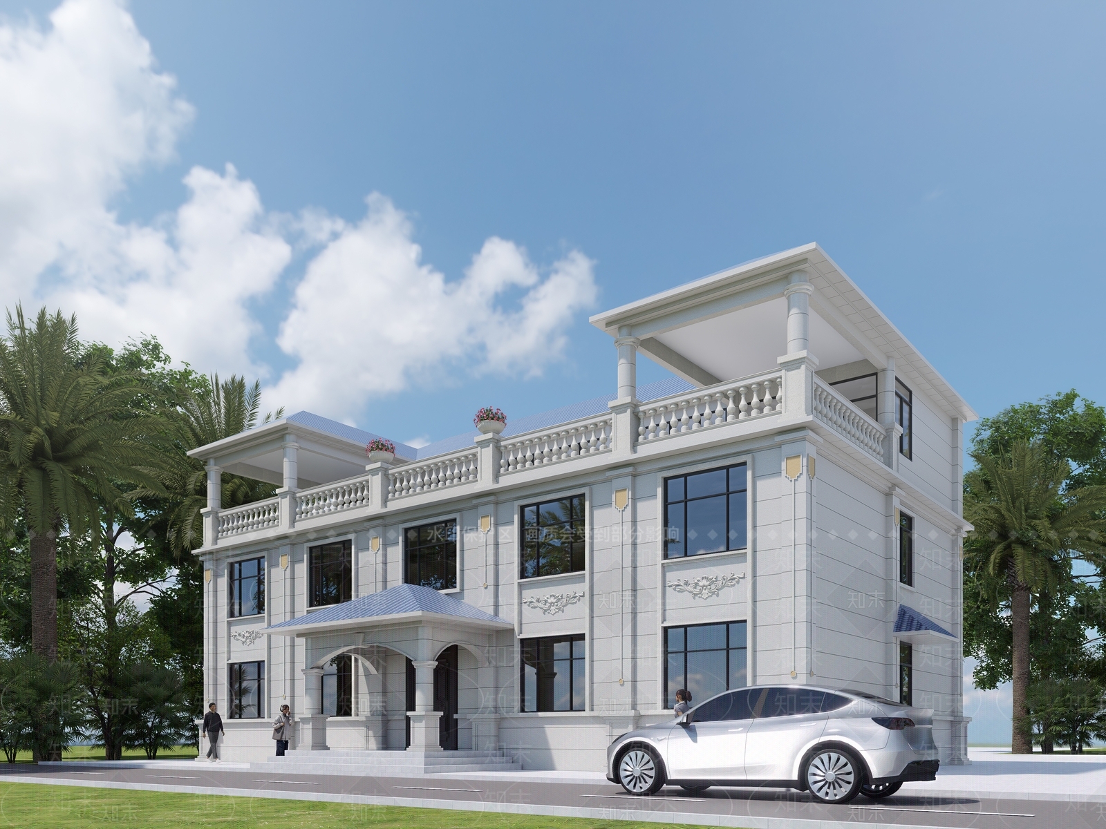 欧式法式独栋别墅SU模型下载【ID:1201605493】