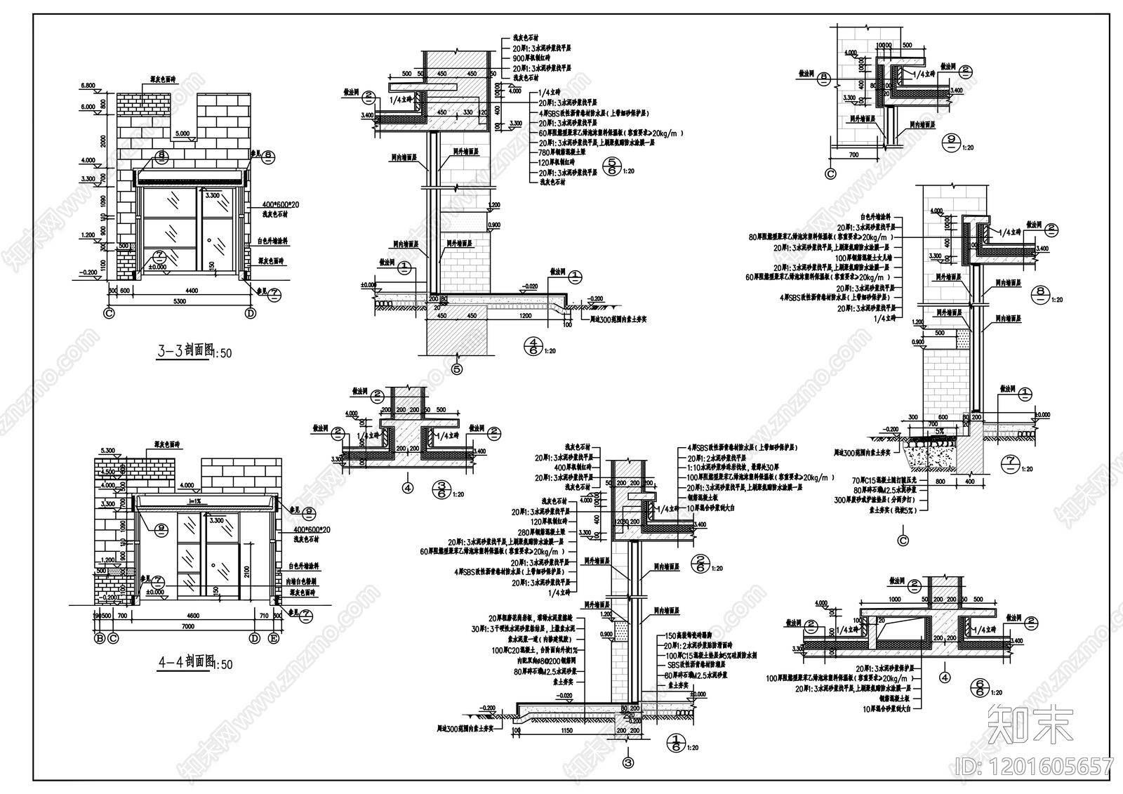 现代门卫室建筑cad施工图下载【ID:1201605657】