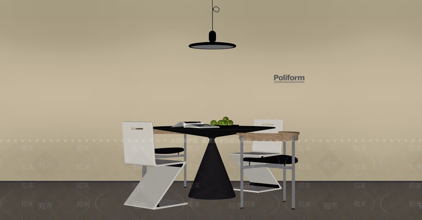 现代简约餐桌椅SU模型下载【ID:1201606062】