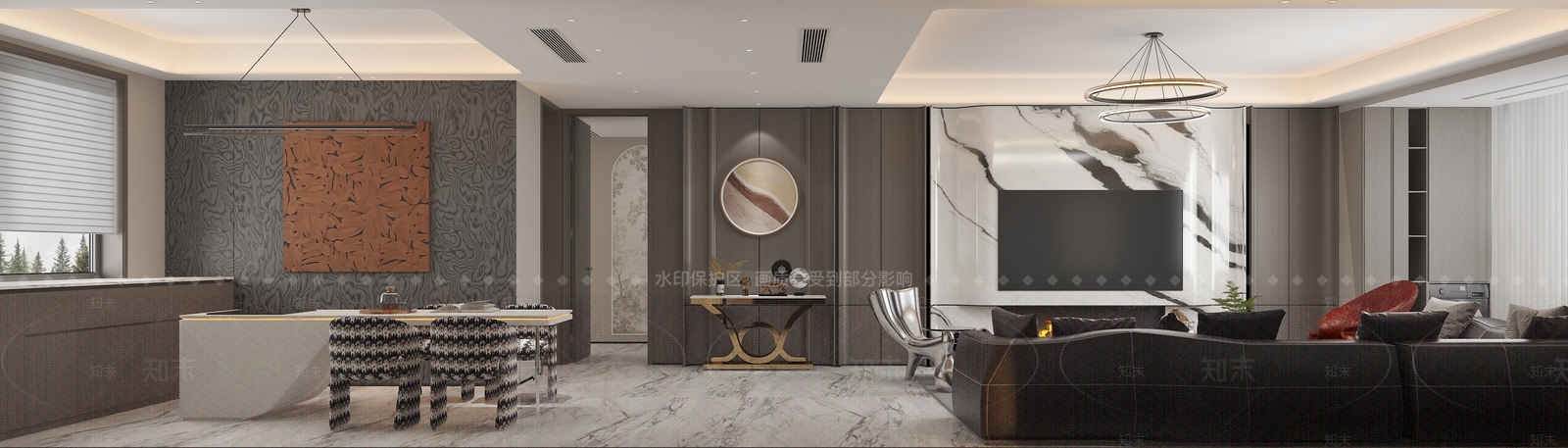 意式轻奢家居客厅3D模型下载【ID:1201606201】