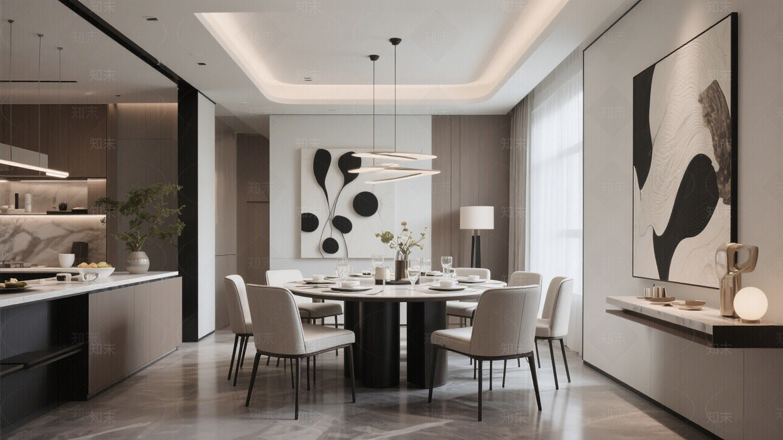 现代简约餐厅贴图下载【ID:1201606478】