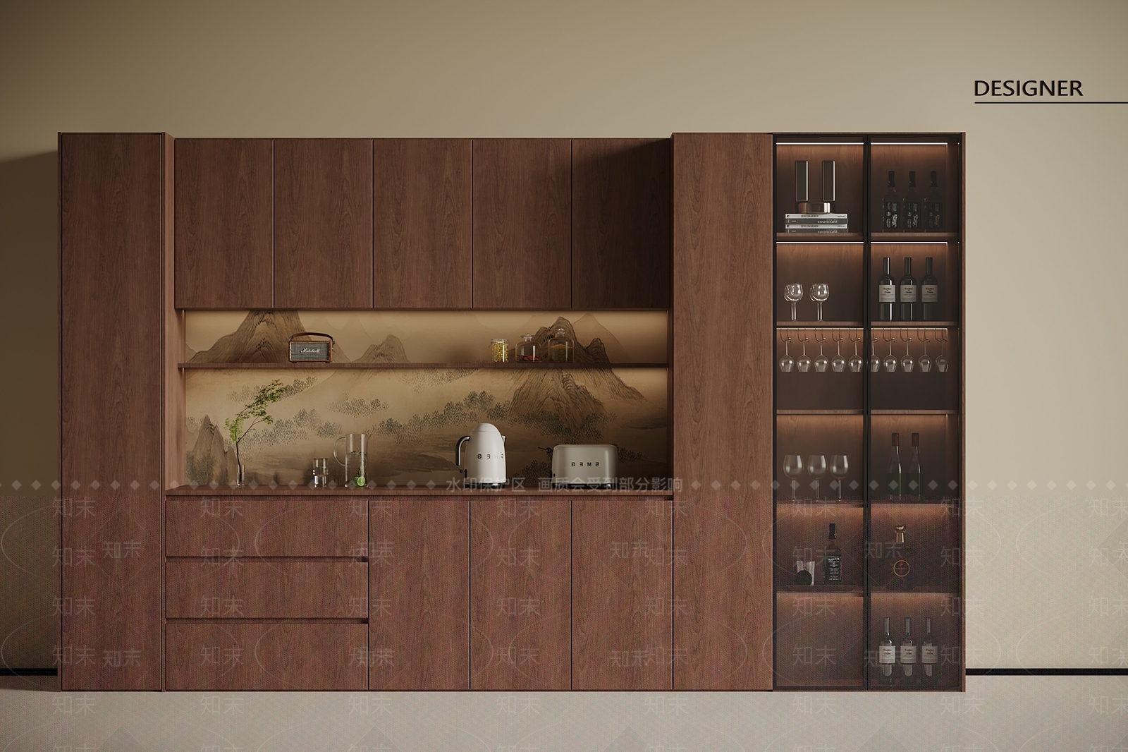 现代中古酒柜SU模型下载【ID:1201606670】