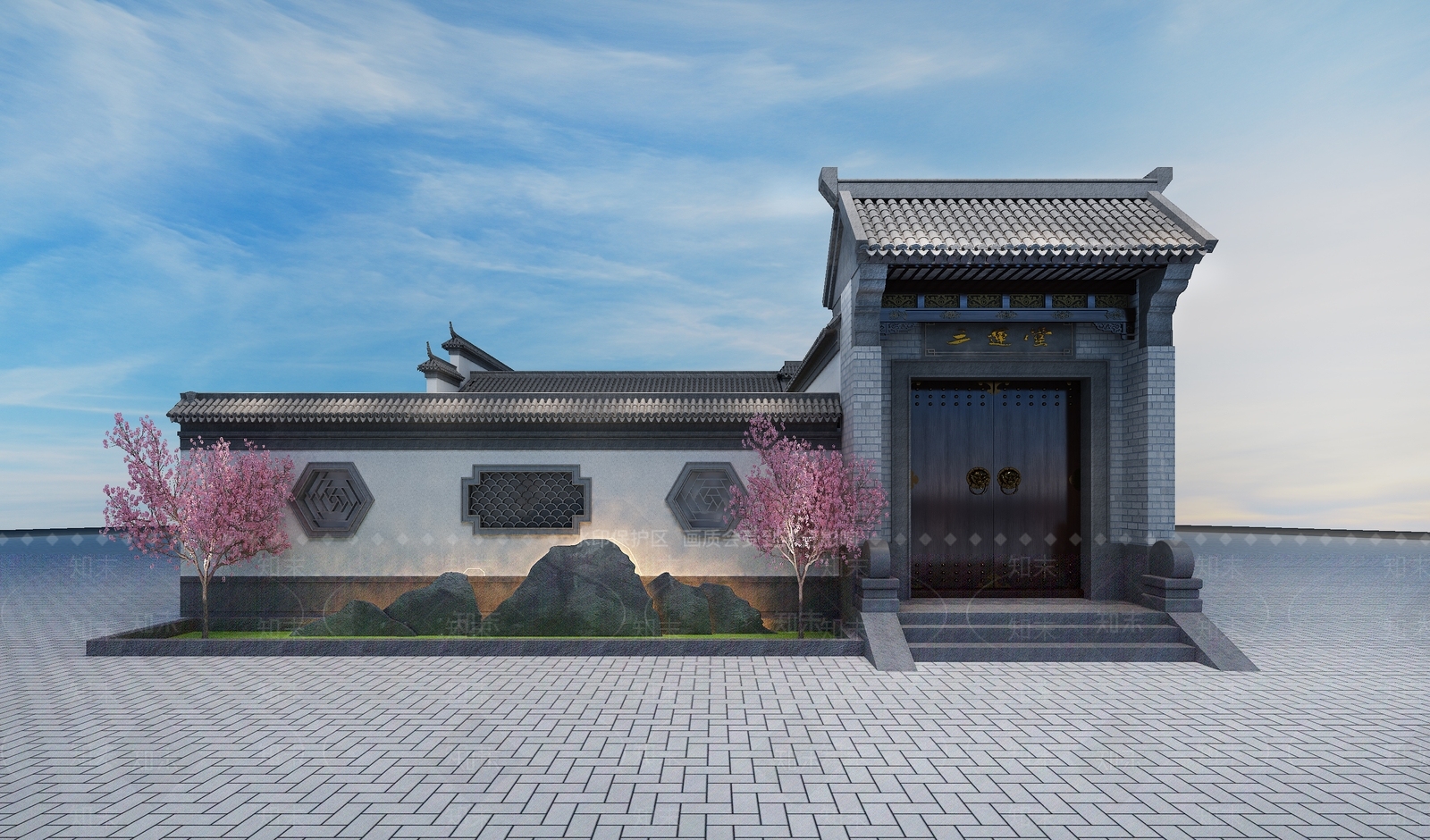 中式新中式四合院3D模型下载【ID:1201609397】