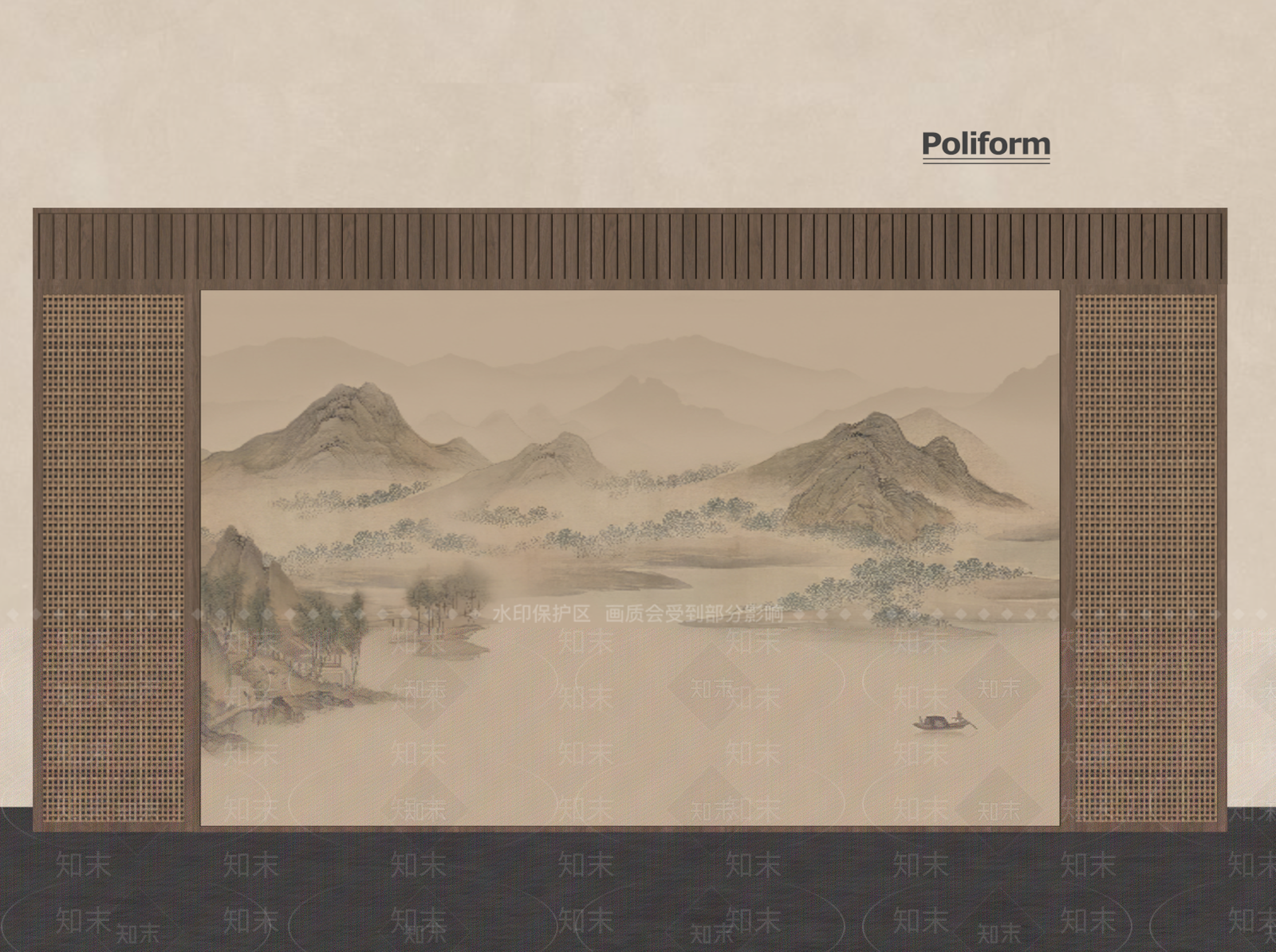 新中式背景墙SU模型下载【ID:1201607015】