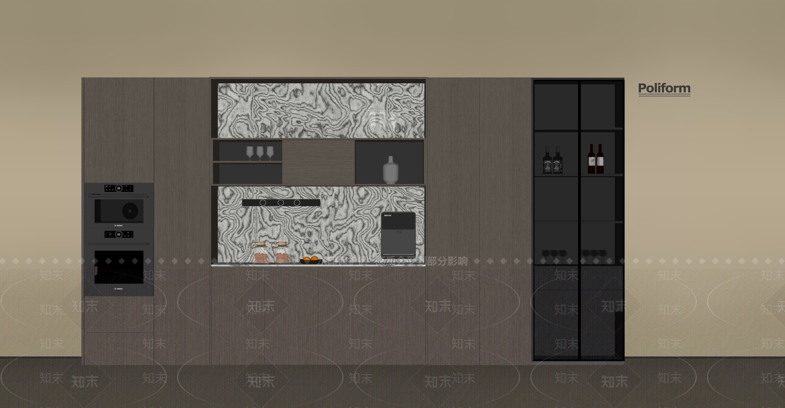 现代意式餐边柜SU模型下载【ID:1201607420】
