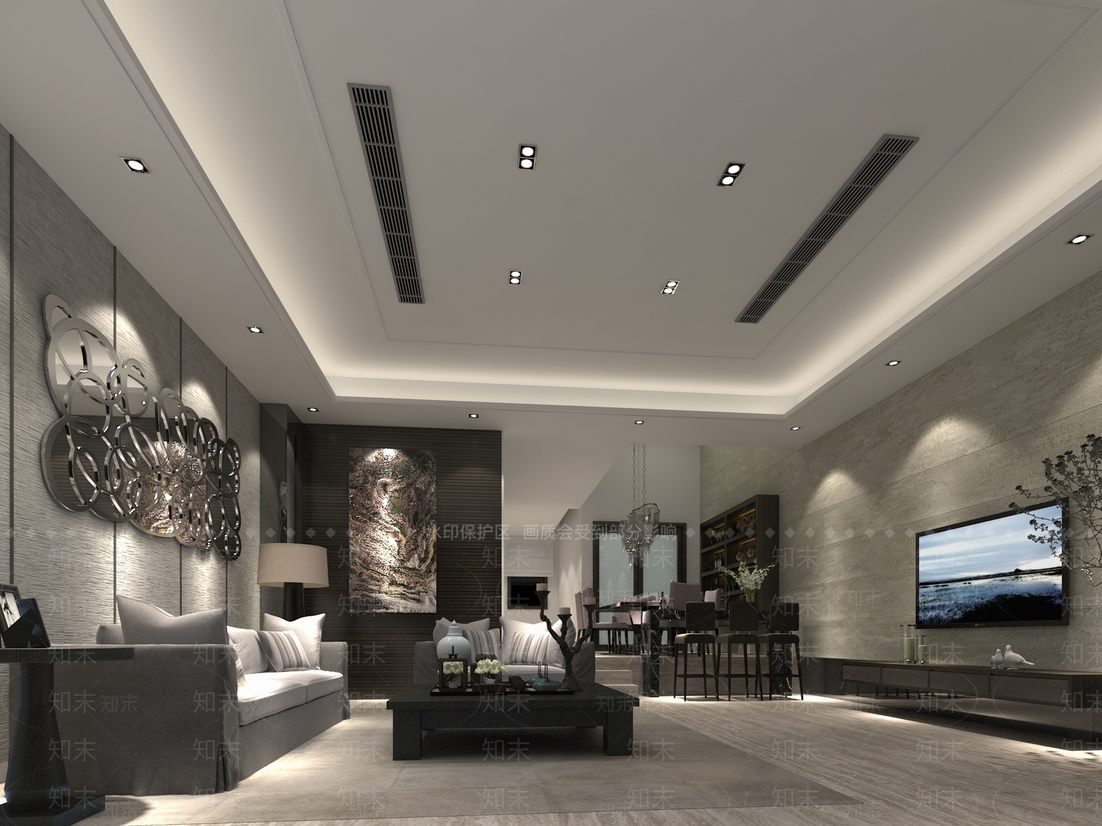 现代客餐厅3D模型下载【ID:1201607434】