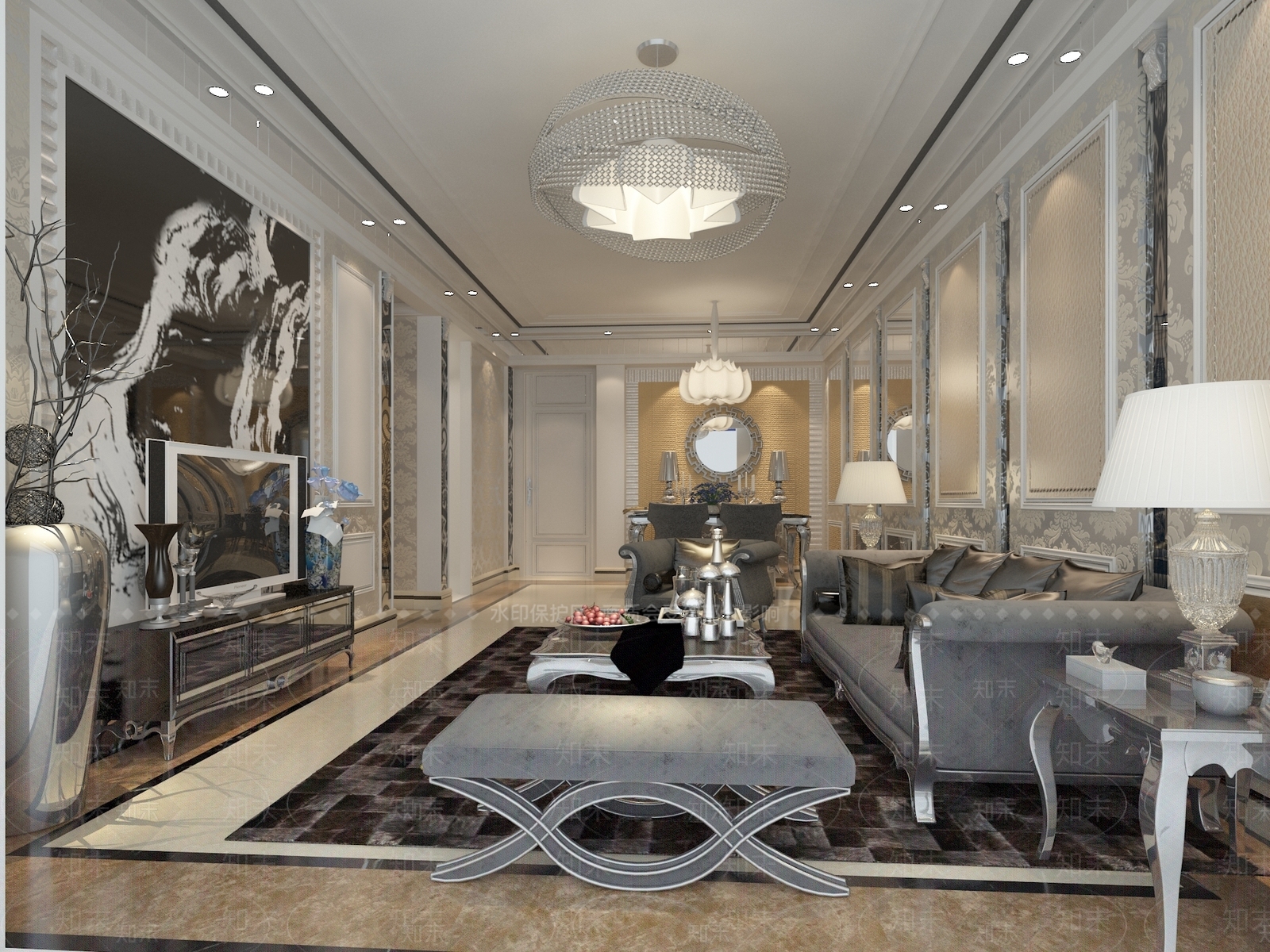 简欧客餐厅3D模型下载【ID:1201607626】