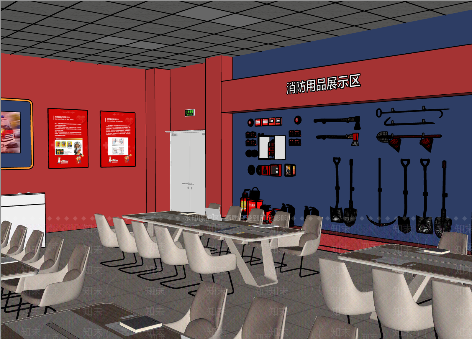 现代教室SU模型下载【ID:1201608014】