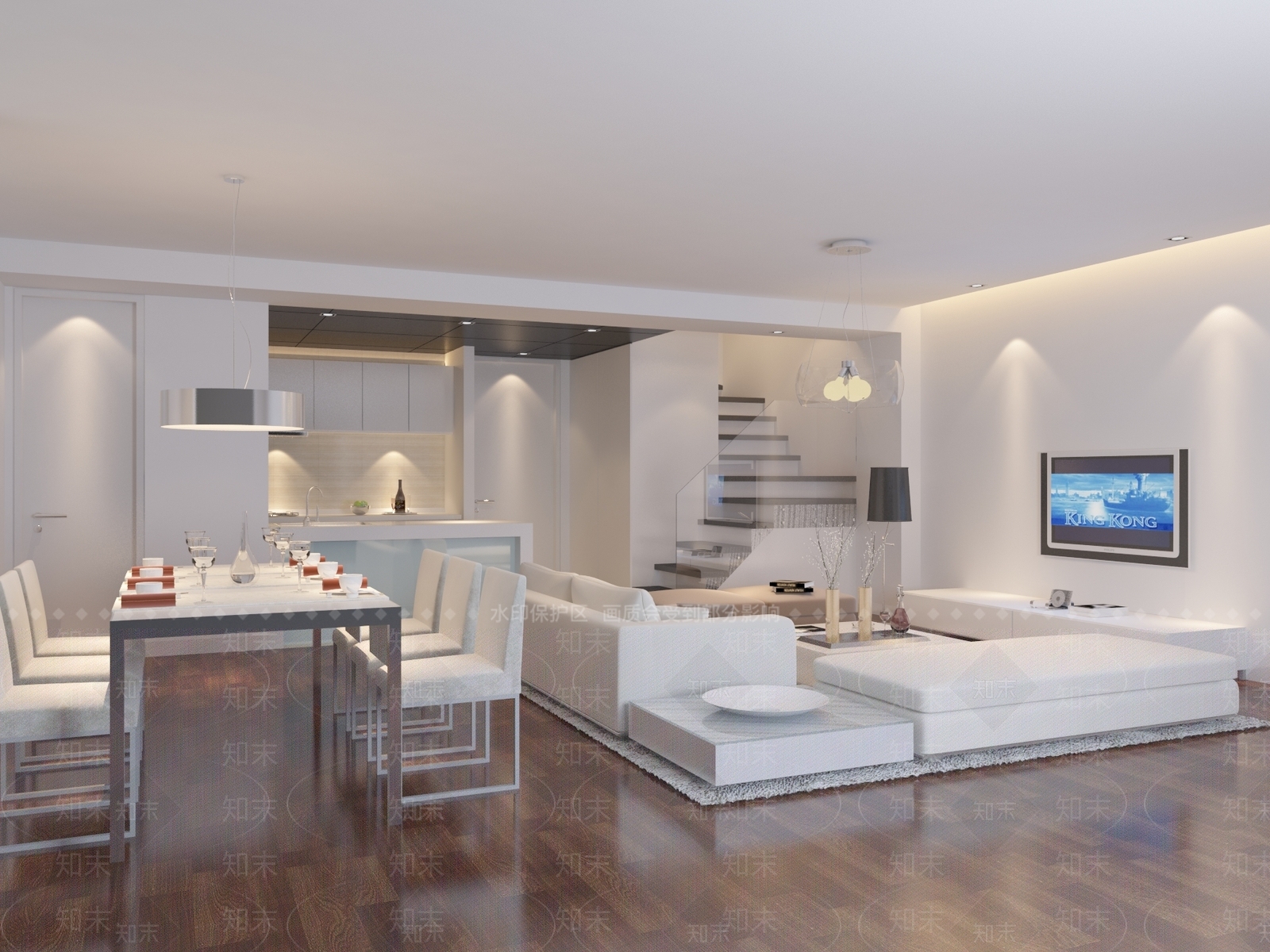 现代客餐厅3D模型下载【ID:1201607829】