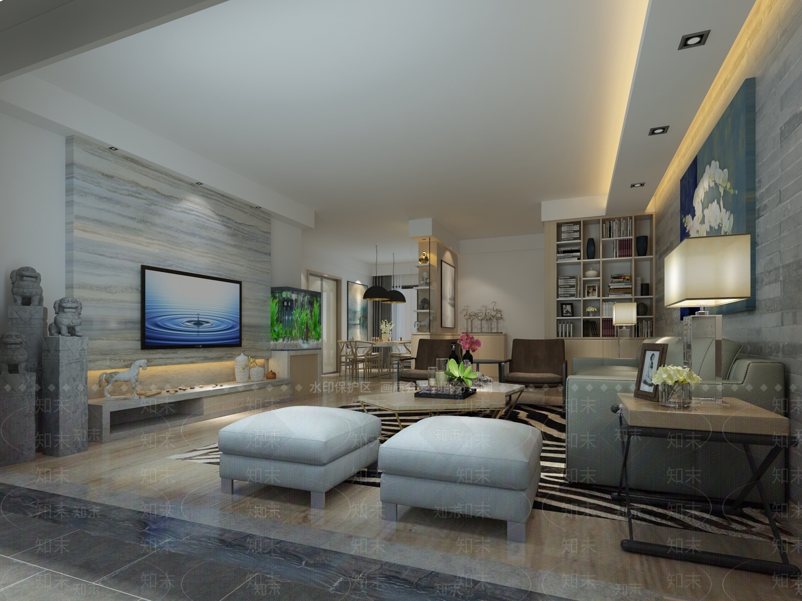 现代客餐厅3D模型下载【ID:1201608853】