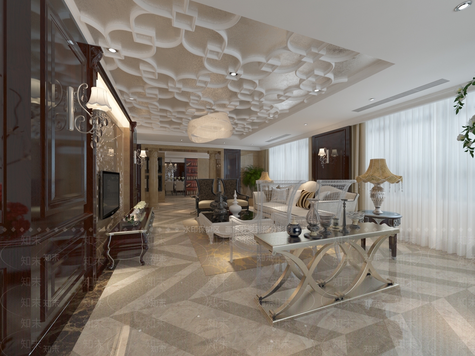 简欧客餐厅3D模型下载【ID:1201609060】