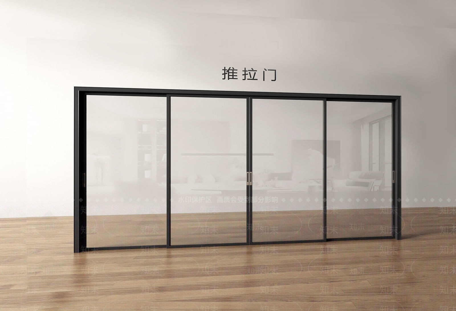 现代推拉门SU模型下载【ID:1201609174】