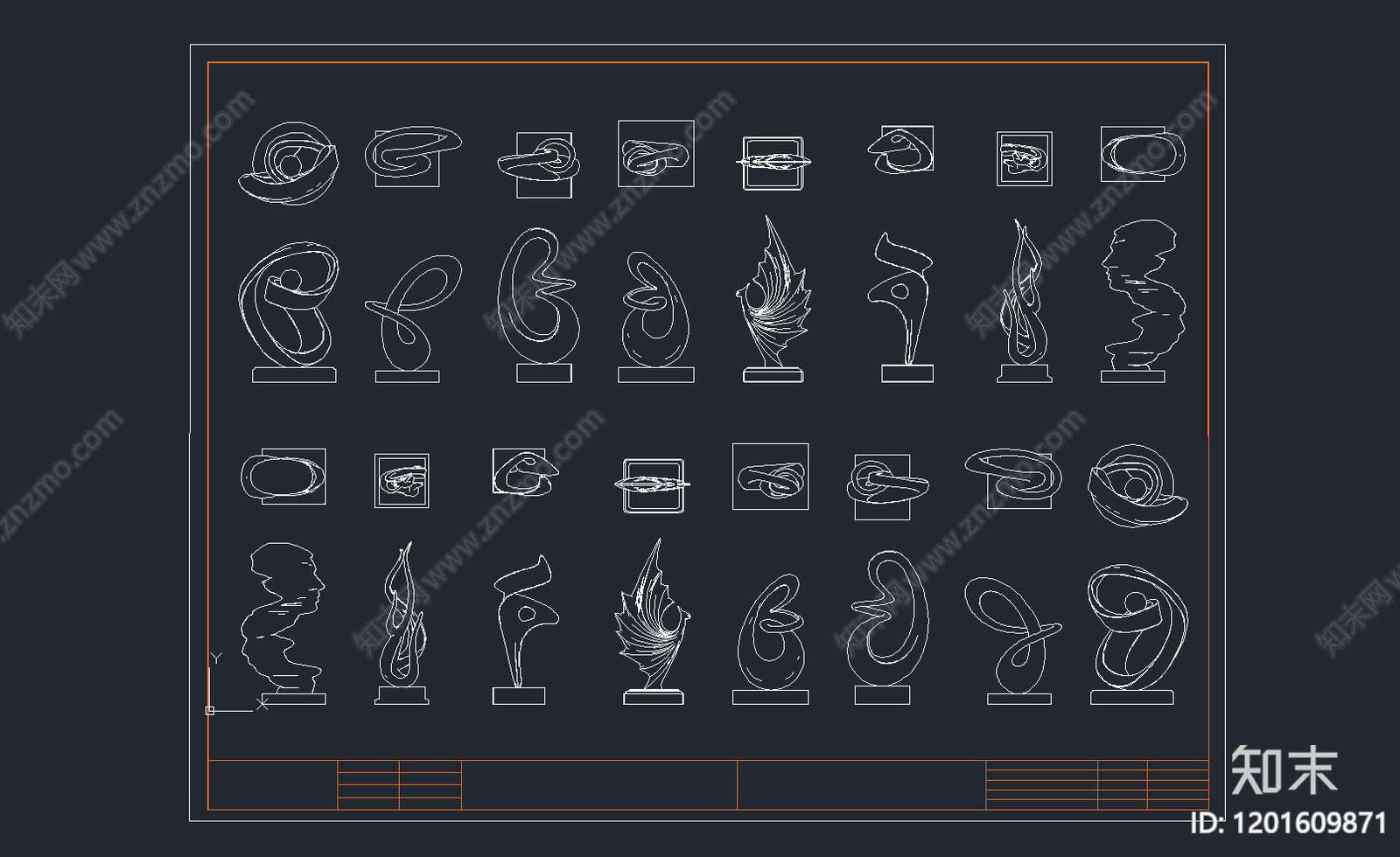 现代景观雕塑图库施工图下载【ID:1201609871】
