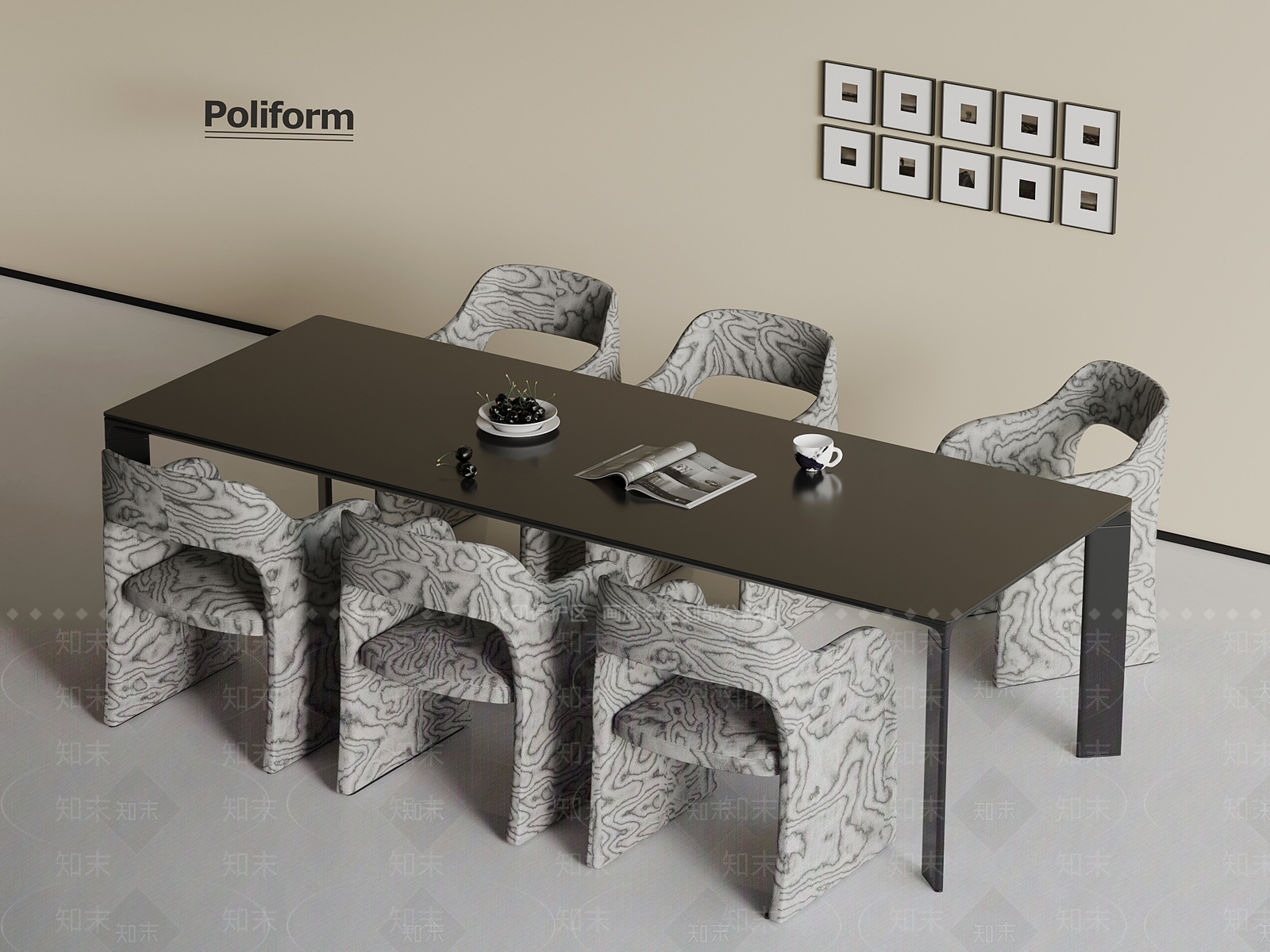 现代意式餐桌椅3D模型下载【ID:1201609726】