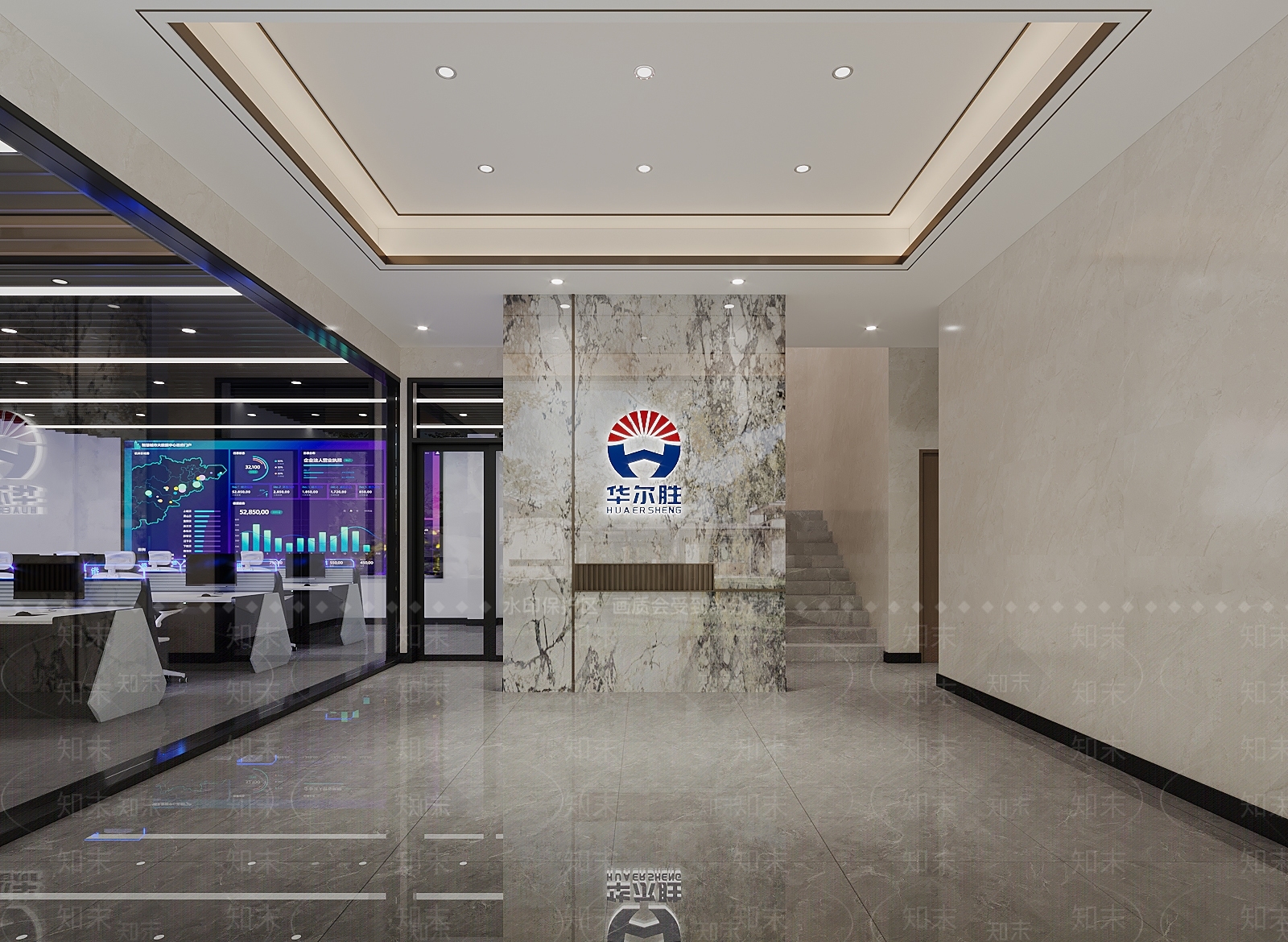 现代办公大厅3D模型下载【ID:1201609690】