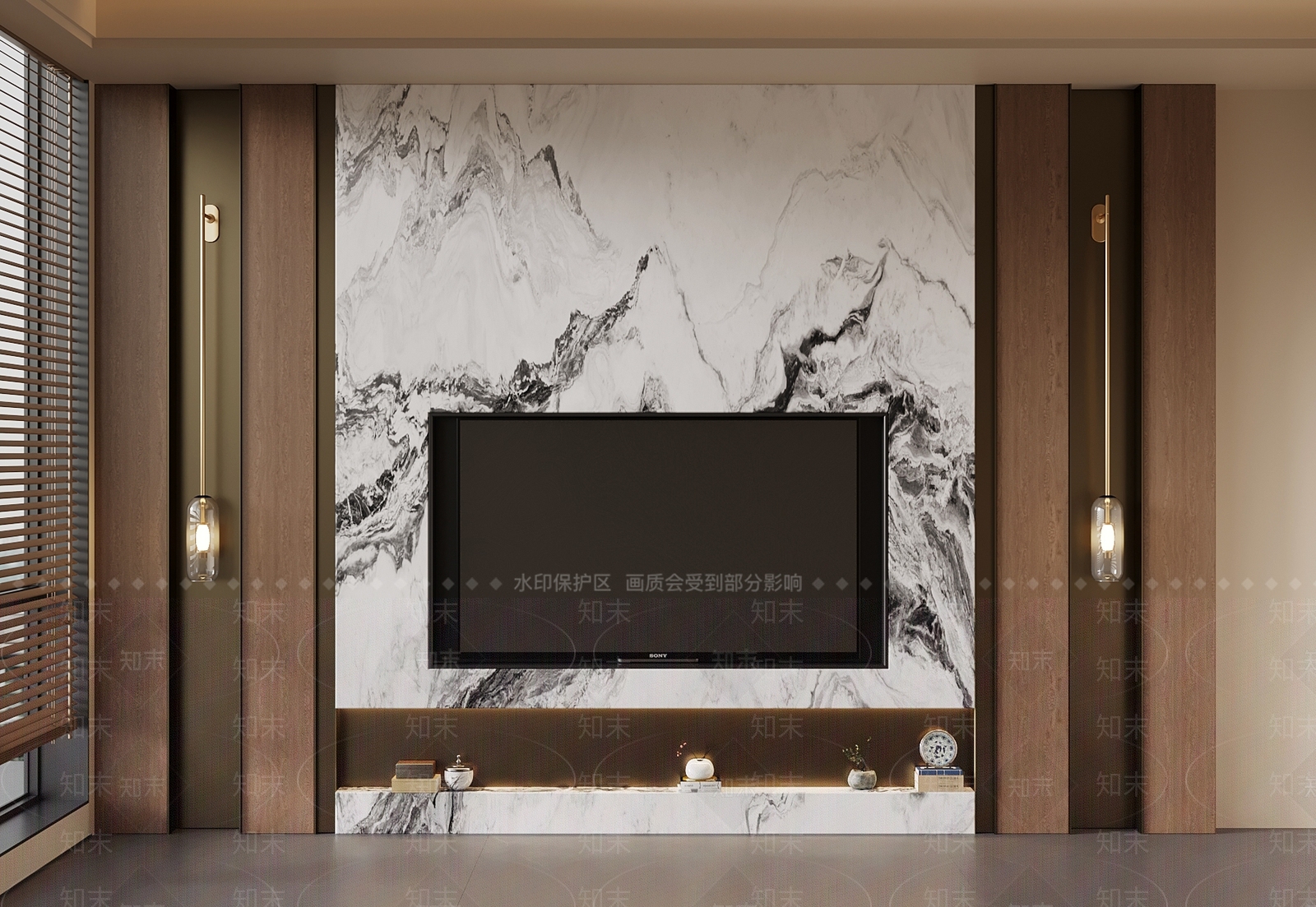 新中式电视背景墙3D模型下载【ID:1201611586】