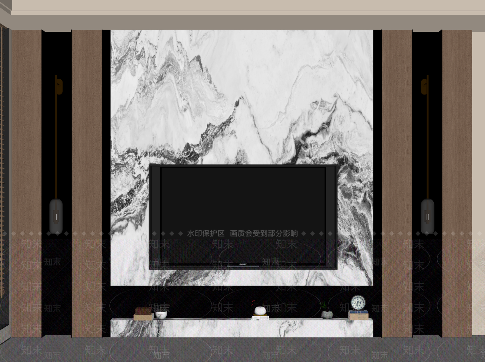 新中式背景墙SU模型下载【ID:1201611646】