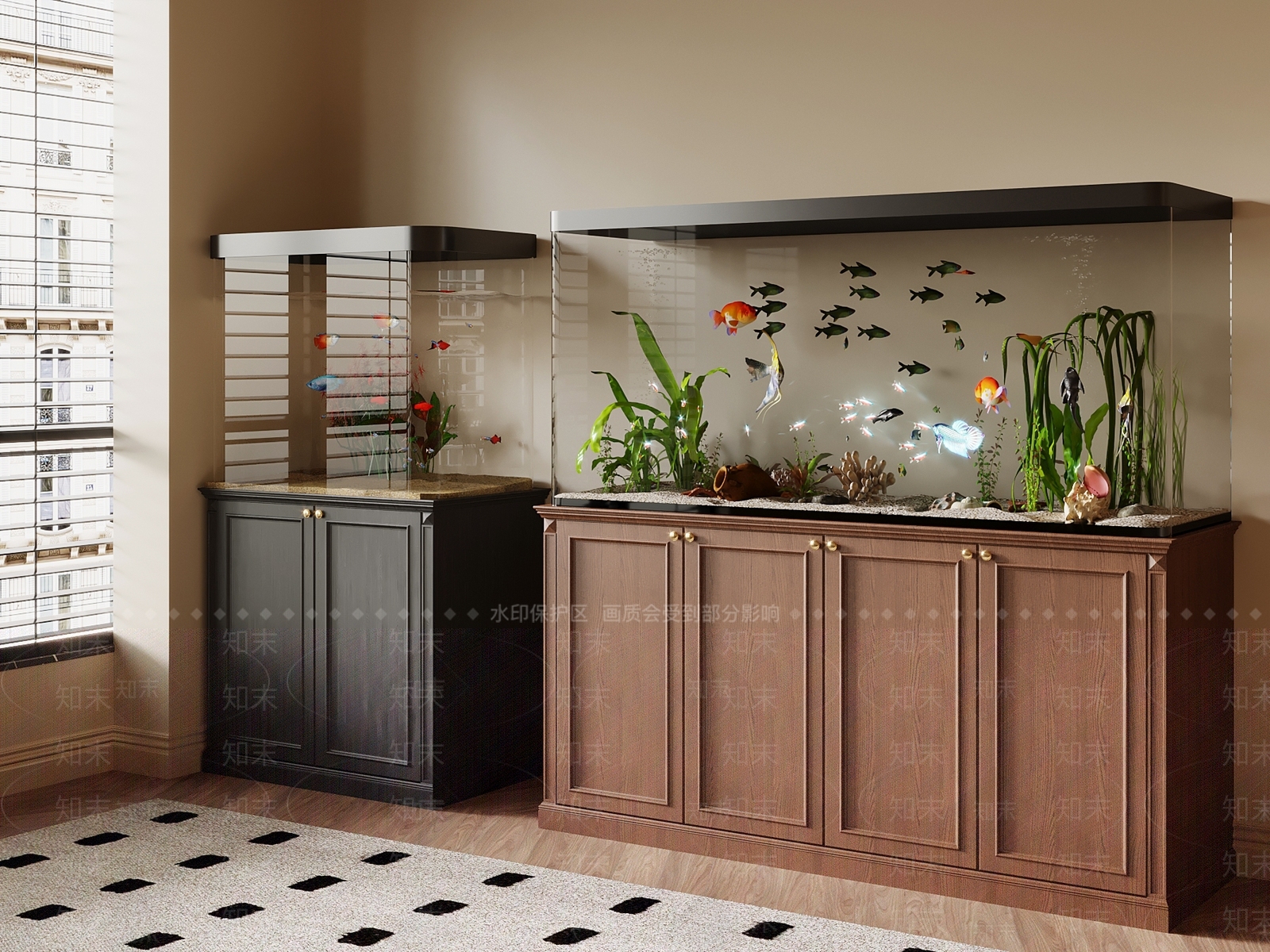 法式中古鱼缸3D模型下载【ID:1201612107】