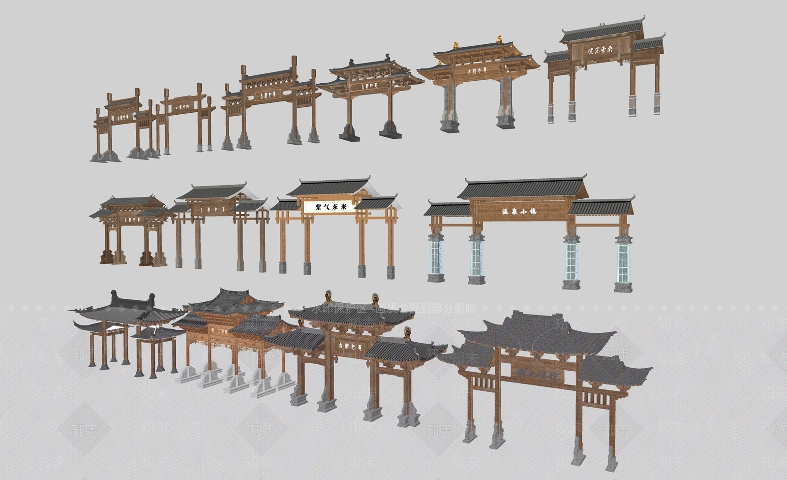 新中式牌坊牌楼SU模型草图