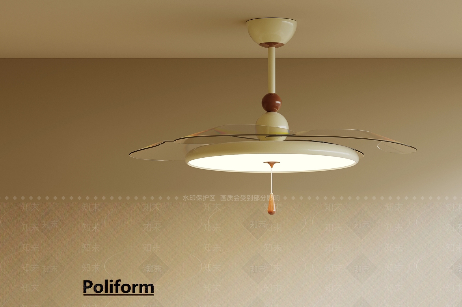 现代奶油风扇灯3D模型下载【ID:1201613126】