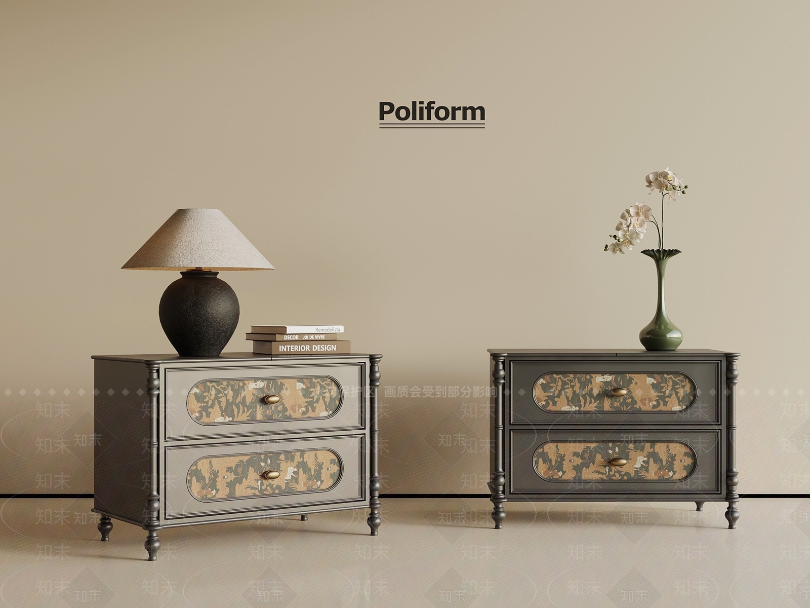 法式复古床头柜SU模型下载【ID:1201613423】