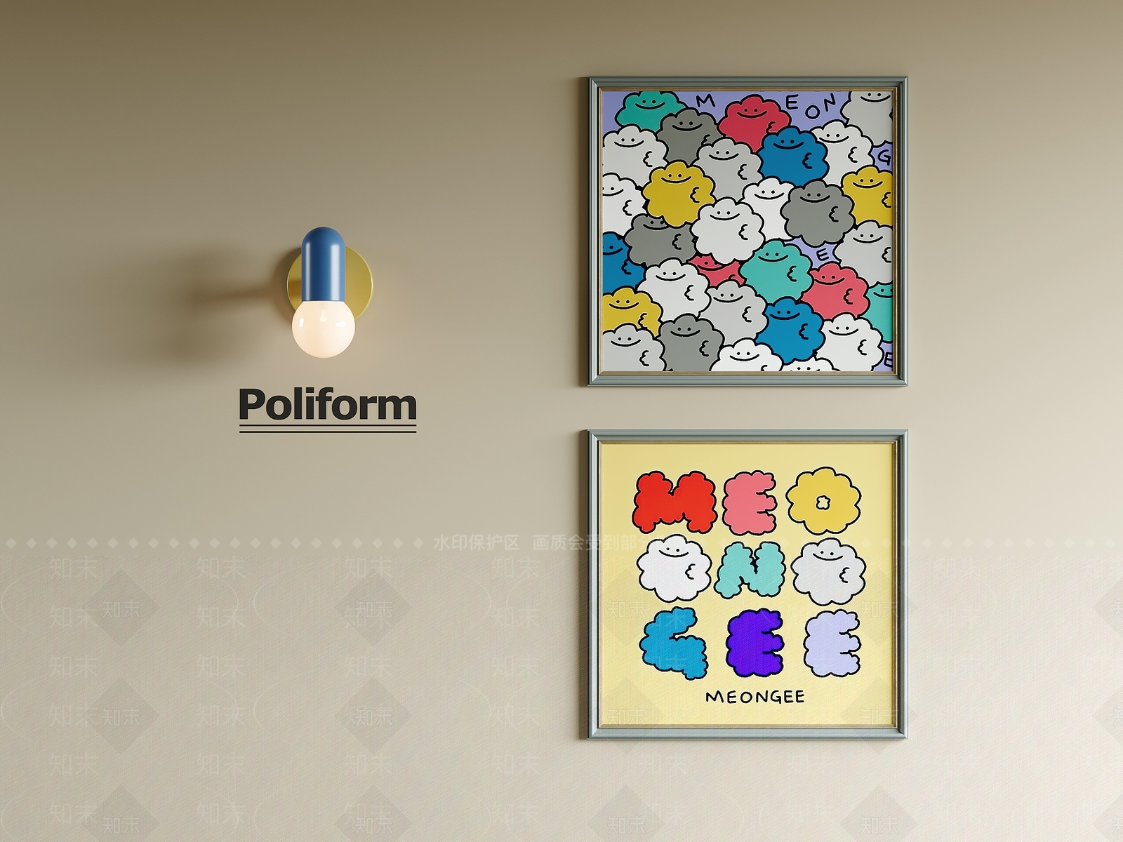 现代奶油儿童挂画3D模型下载【ID:1201613508】