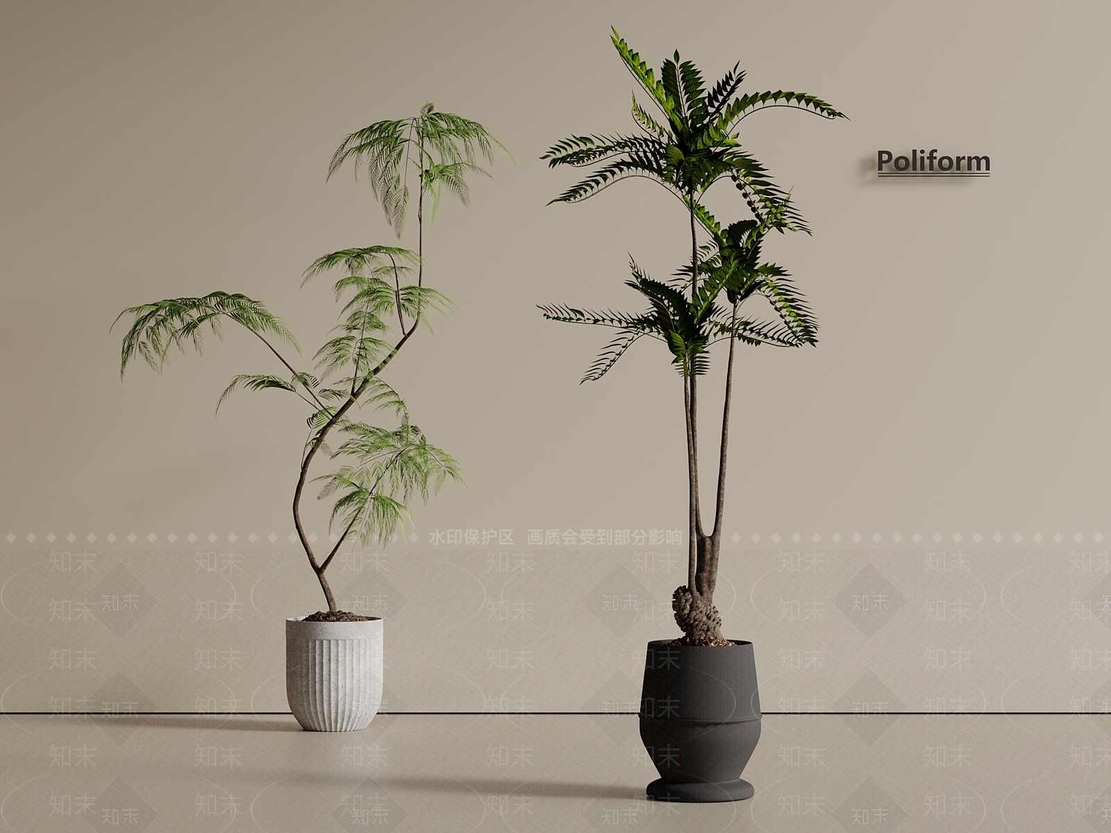 新中式中式绿植摆件3D模型下载【ID:1201615572】