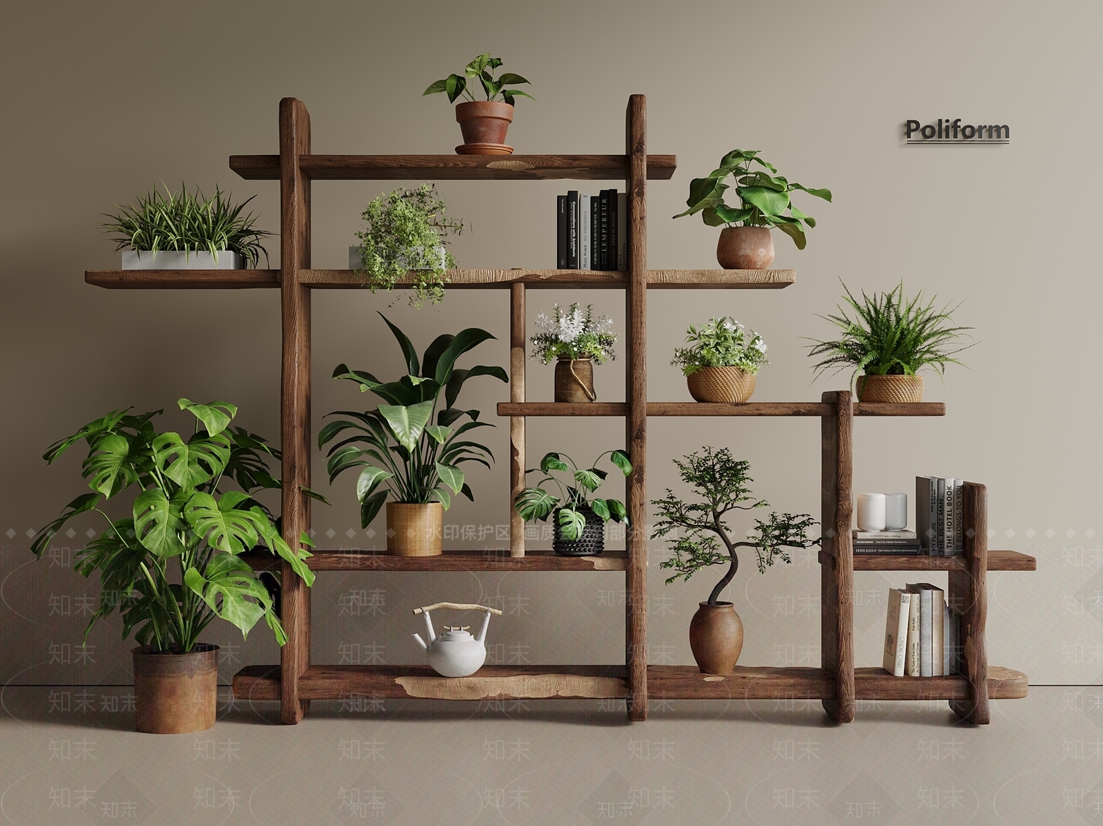 新中式中式花架3D模型下载【ID:1201615638】