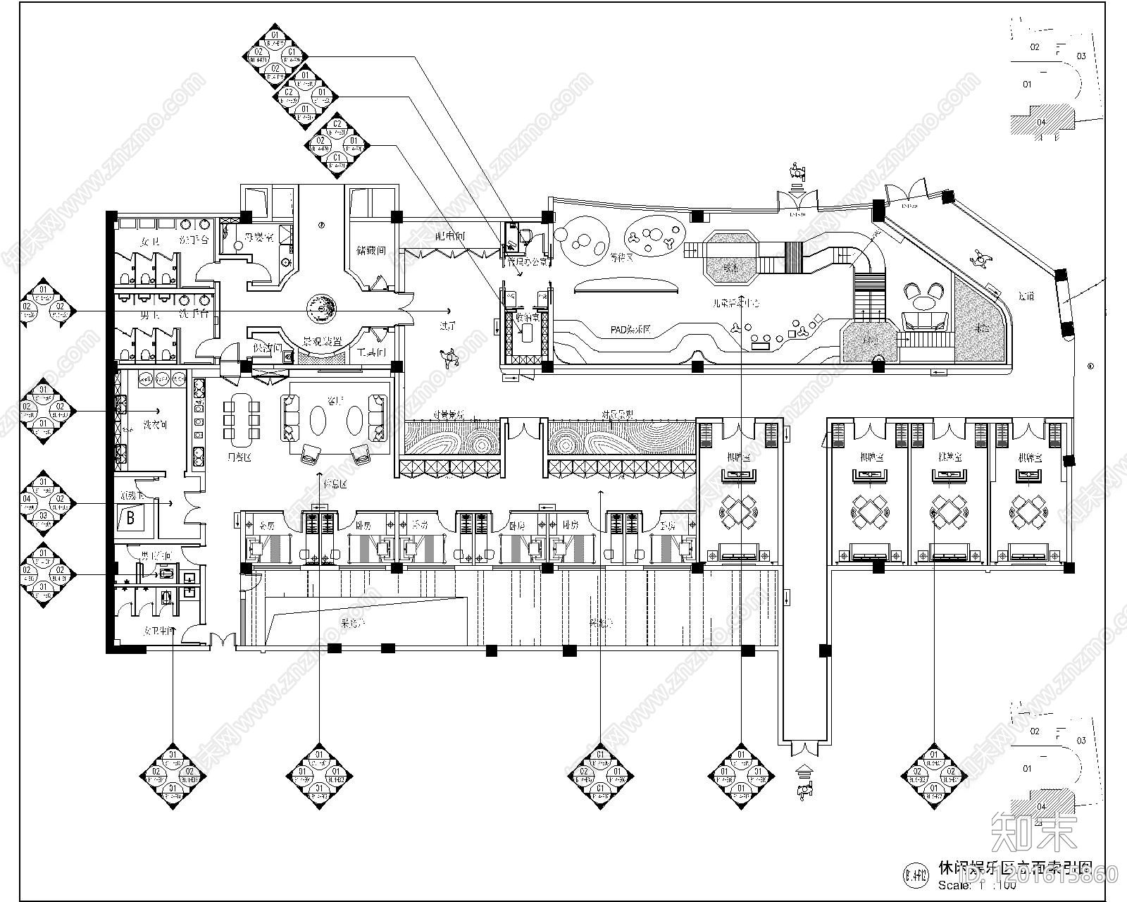 现代售楼处cad施工图下载【ID:1201615860】