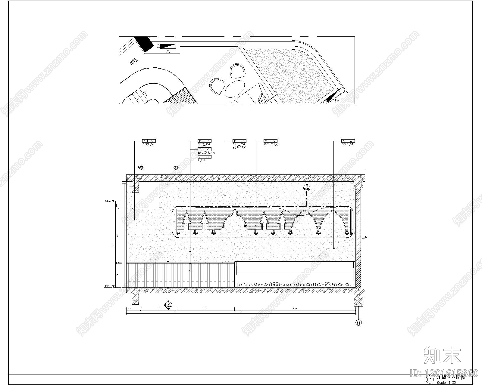 现代售楼处cad施工图下载【ID:1201615860】