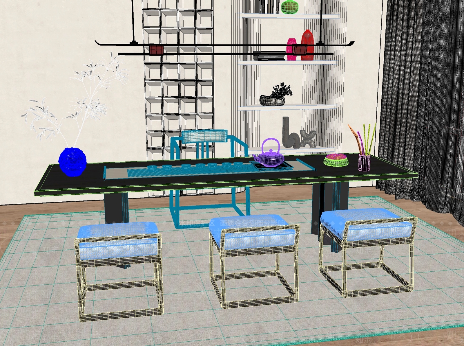 新中式中式茶桌椅3D模型下载【ID:1201618267】