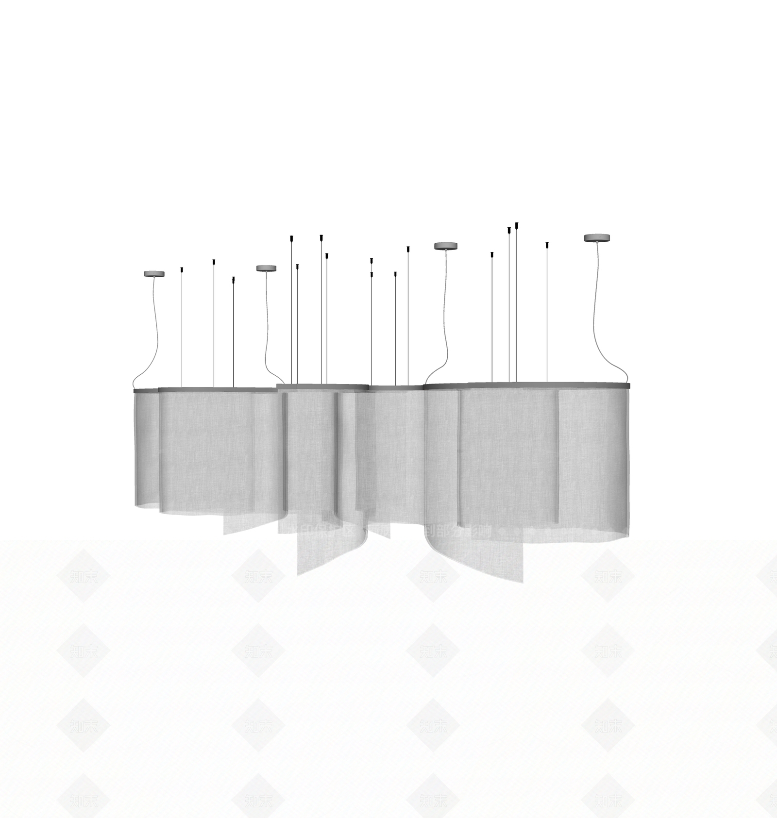 现代奶油吊灯SU模型下载【ID:1201620111】