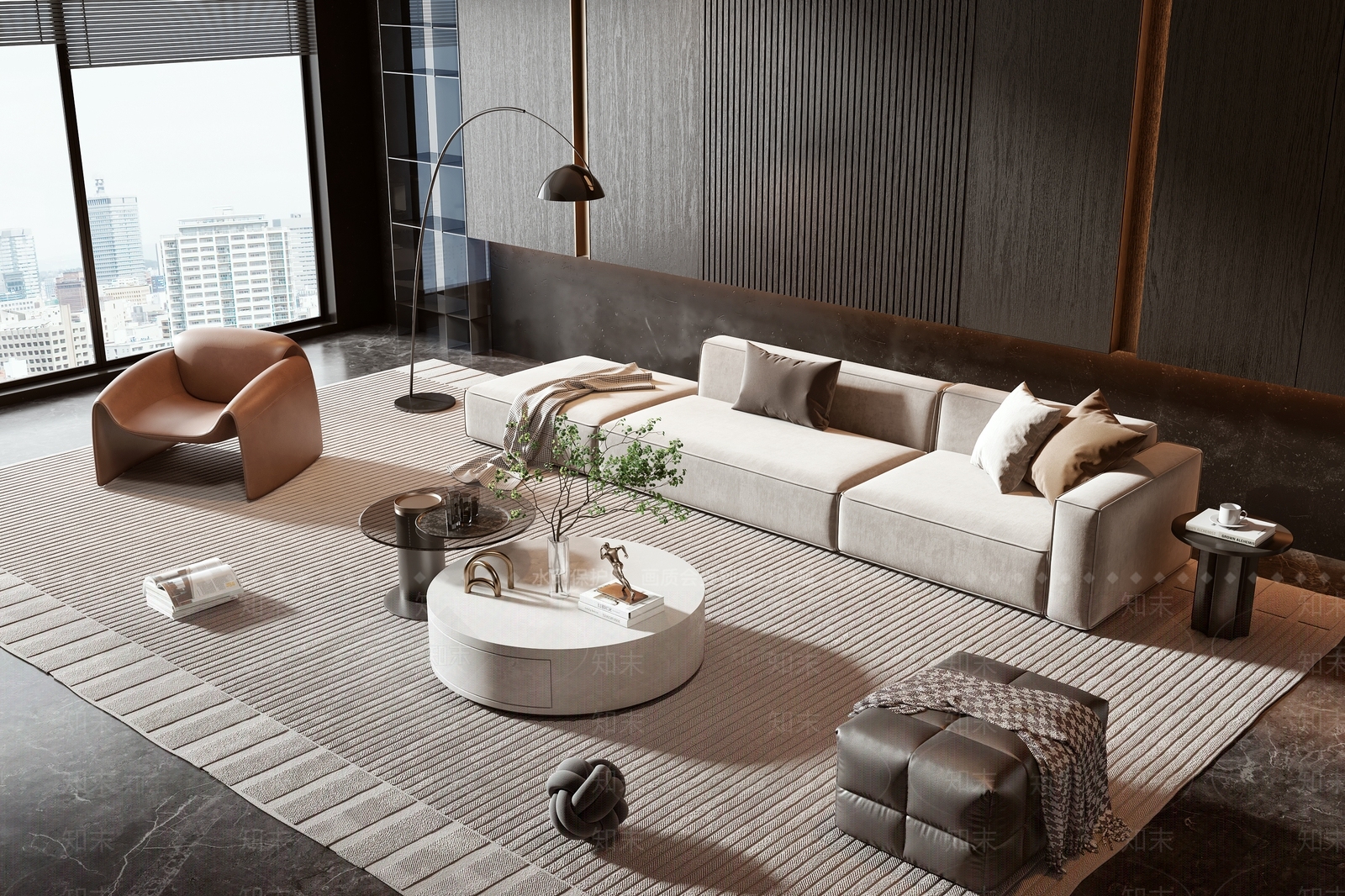 现代沙发组合3D模型下载【ID:1201621154】