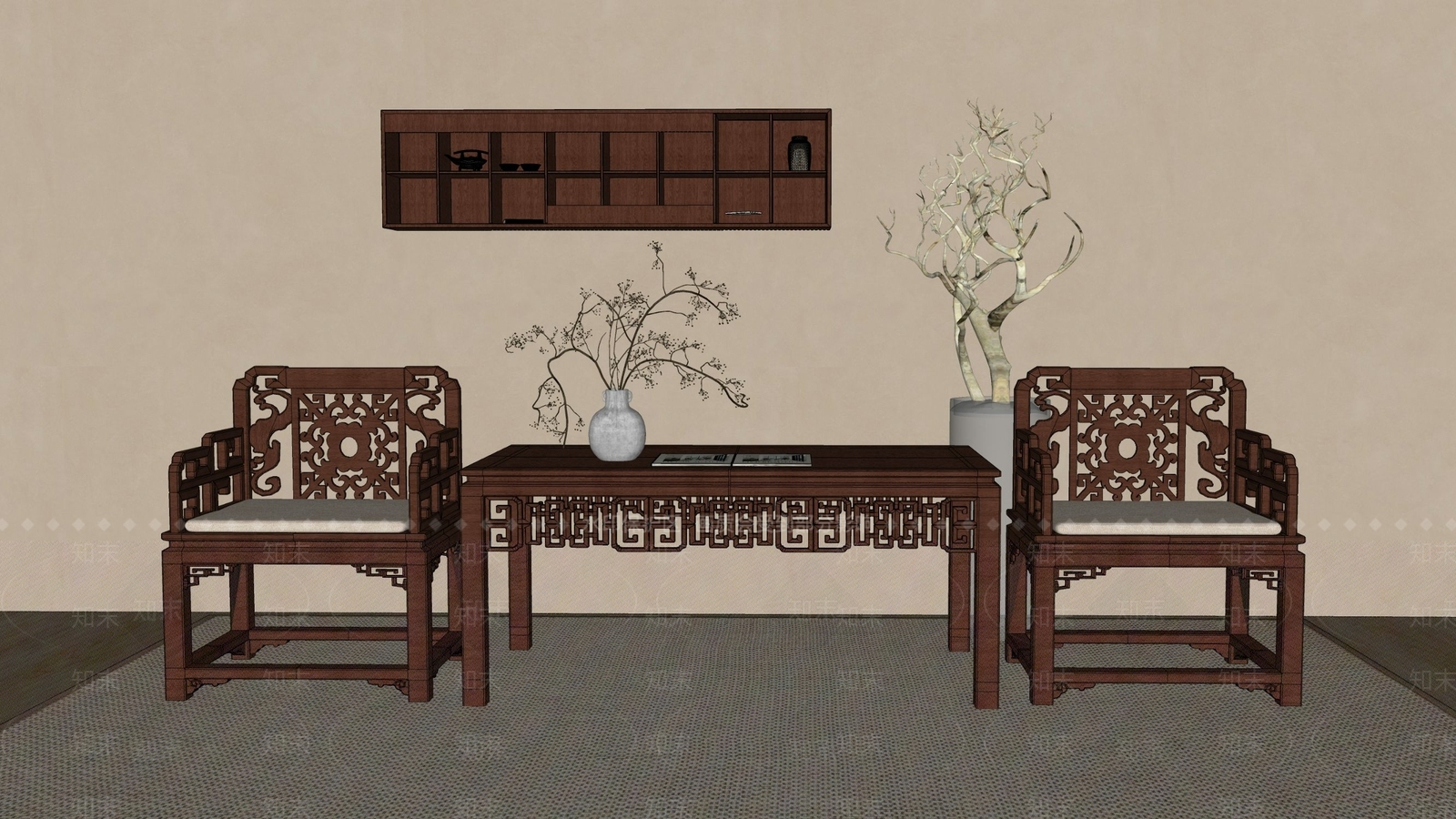 新中式中式休闲椅SU模型下载【ID:1201624951】