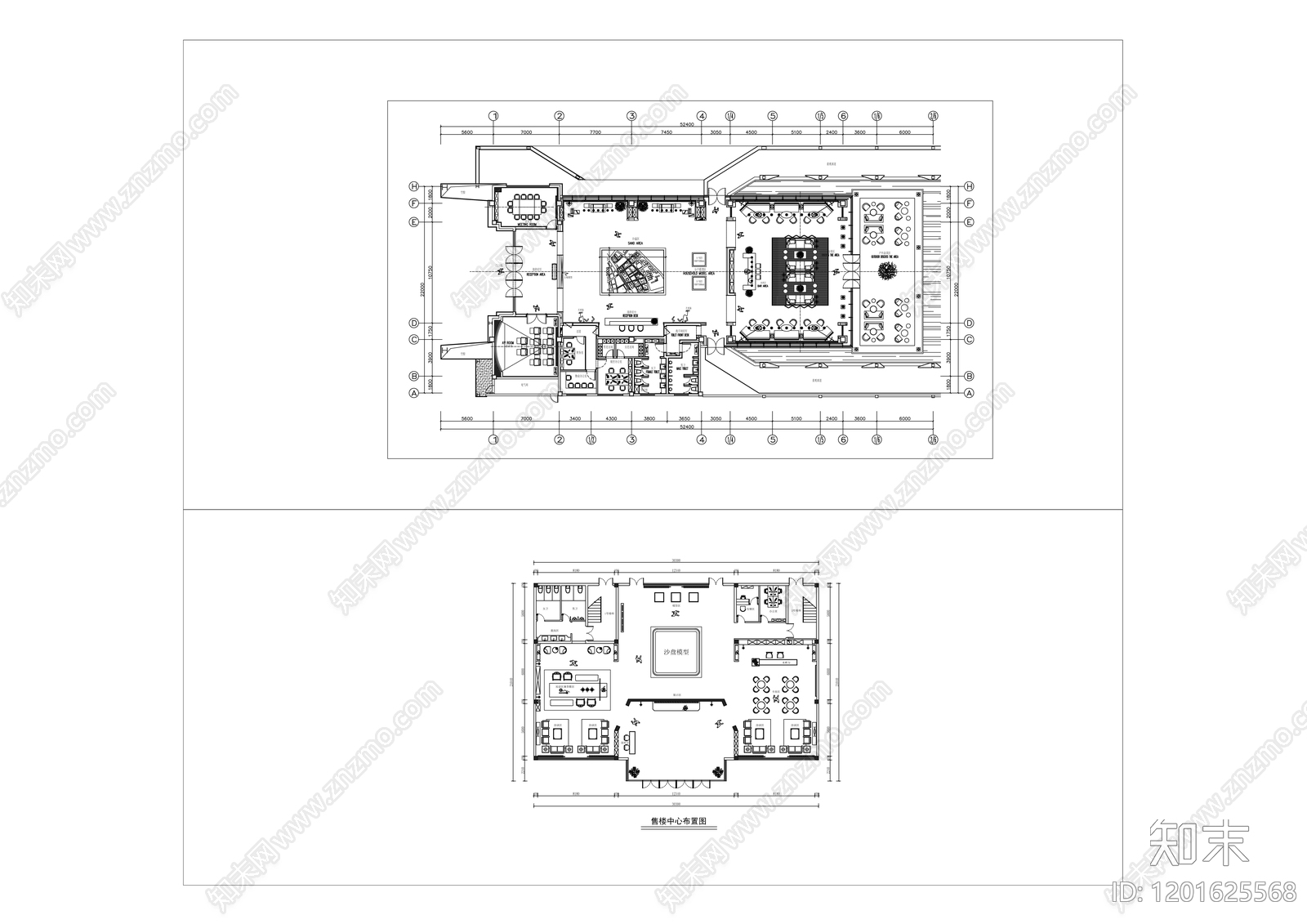 现代售楼处cad施工图下载【ID:1201625568】