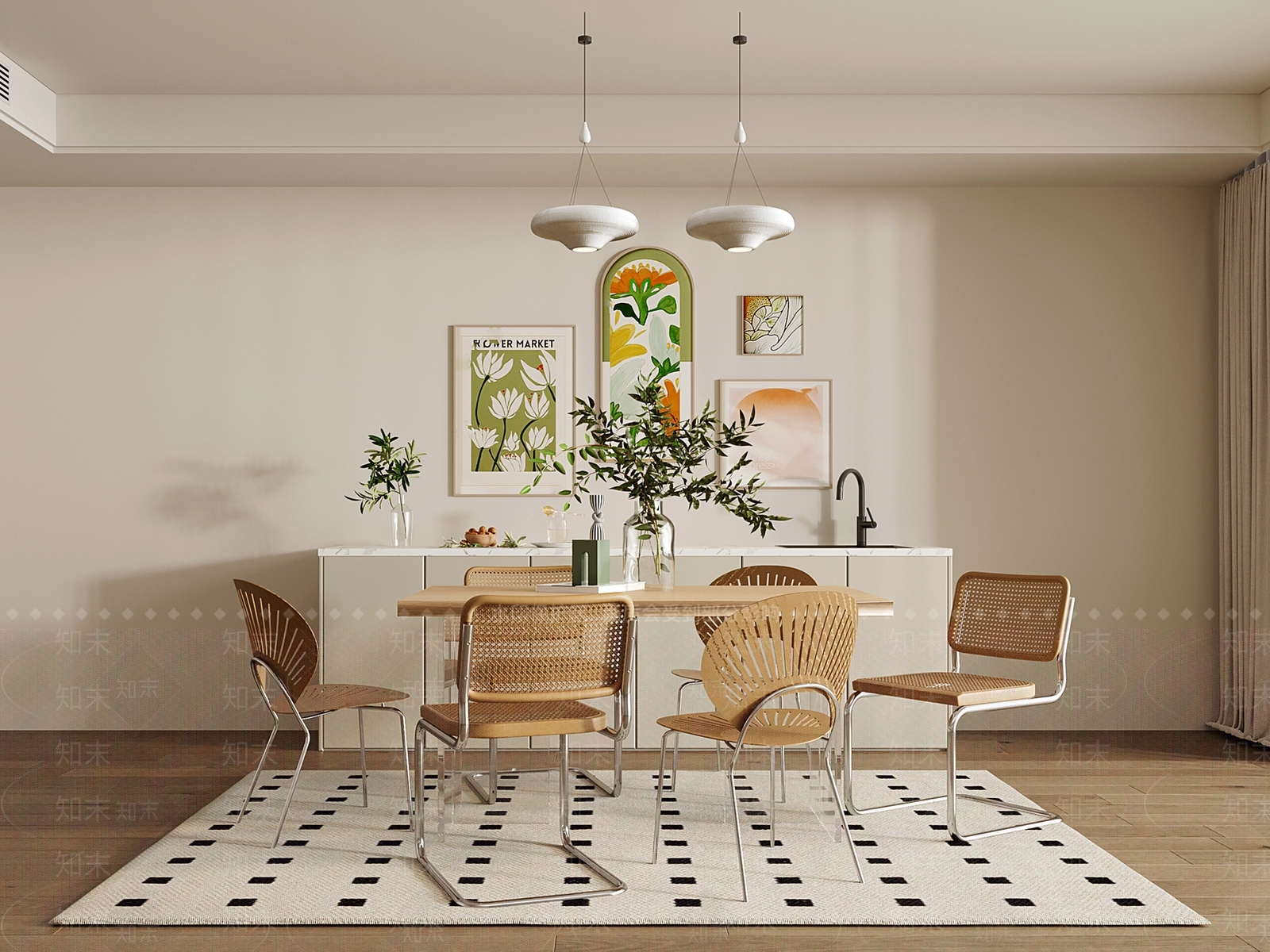 北欧家居餐厅3D模型下载【ID:1201626230】