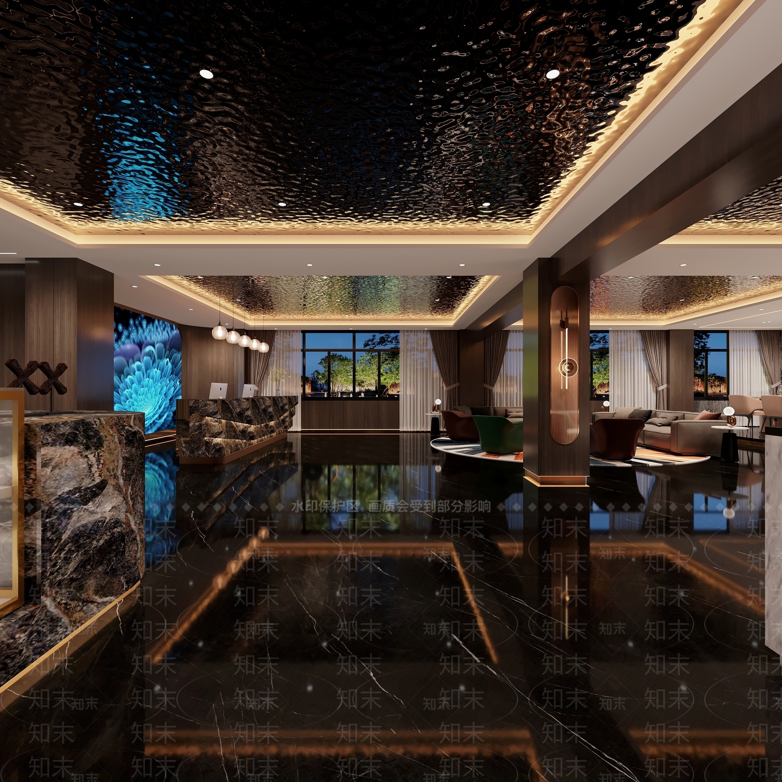 现代新中式足浴店3D模型下载【ID:1201626554】