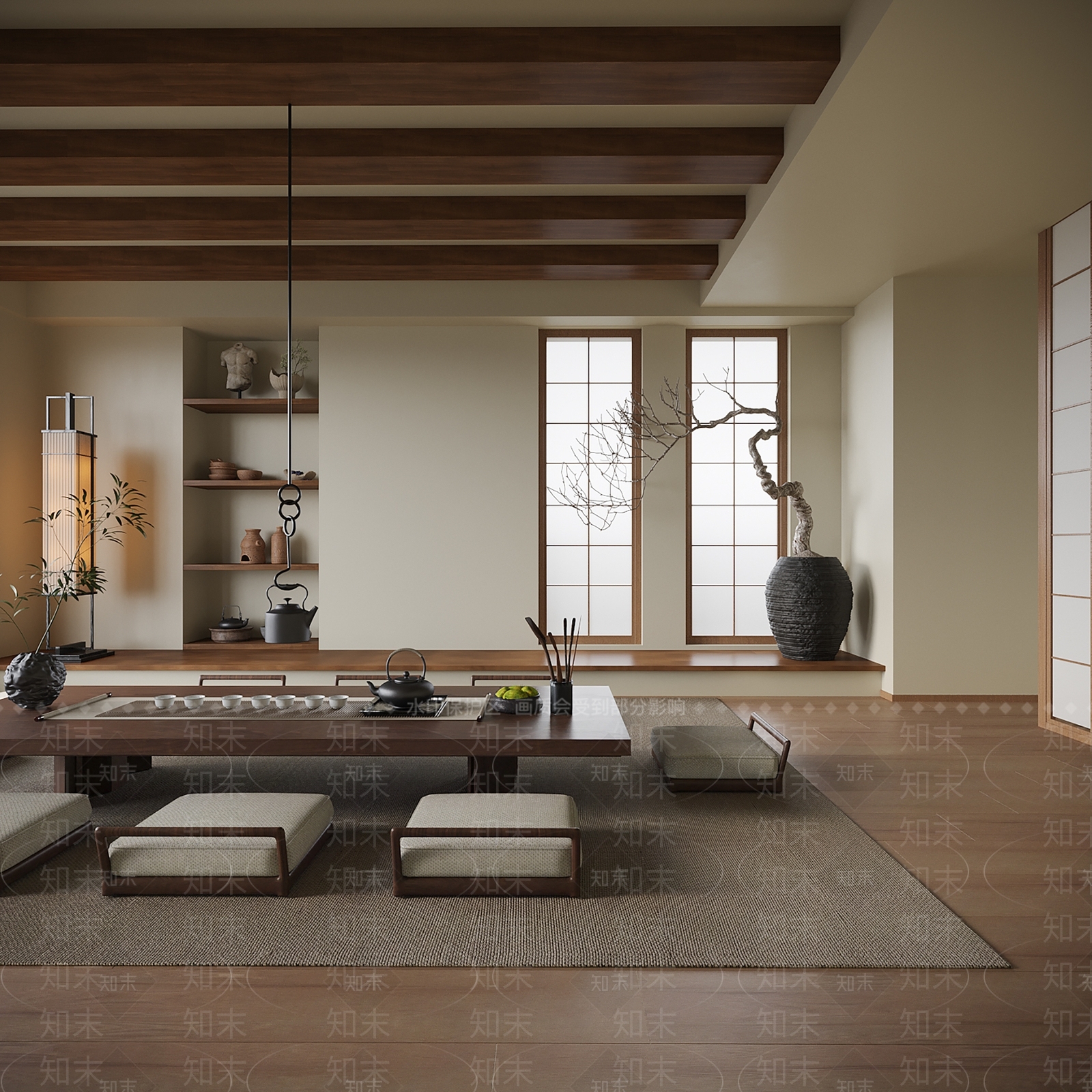 新中式日式茶室3D模型下载【ID:1201629400】
