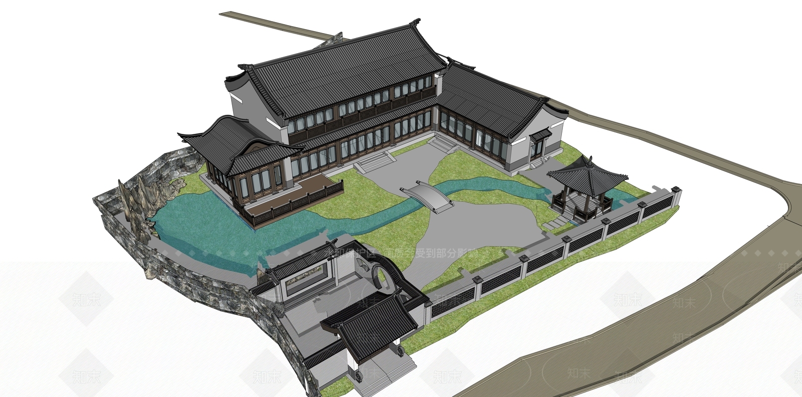 中式古建筑SU模型下载【ID:1201629744】