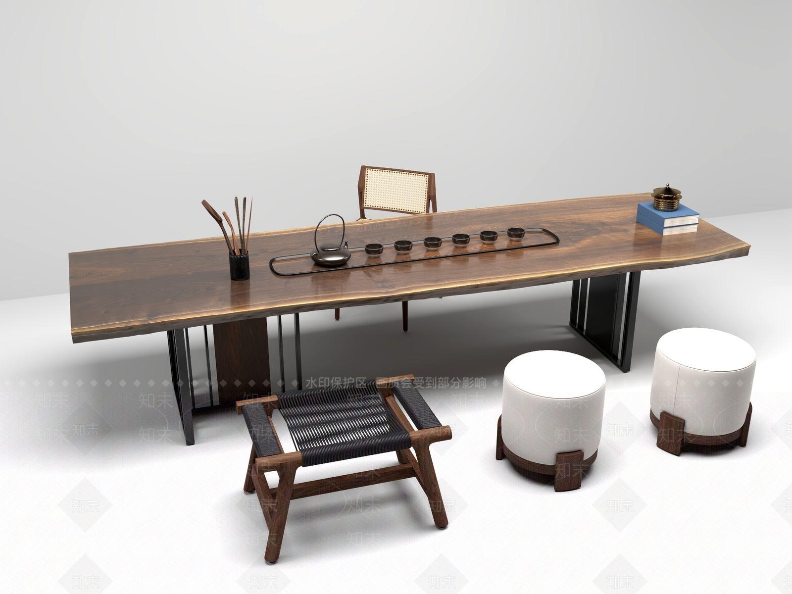 新中式中式茶桌椅3D模型下载【ID:1201629782】