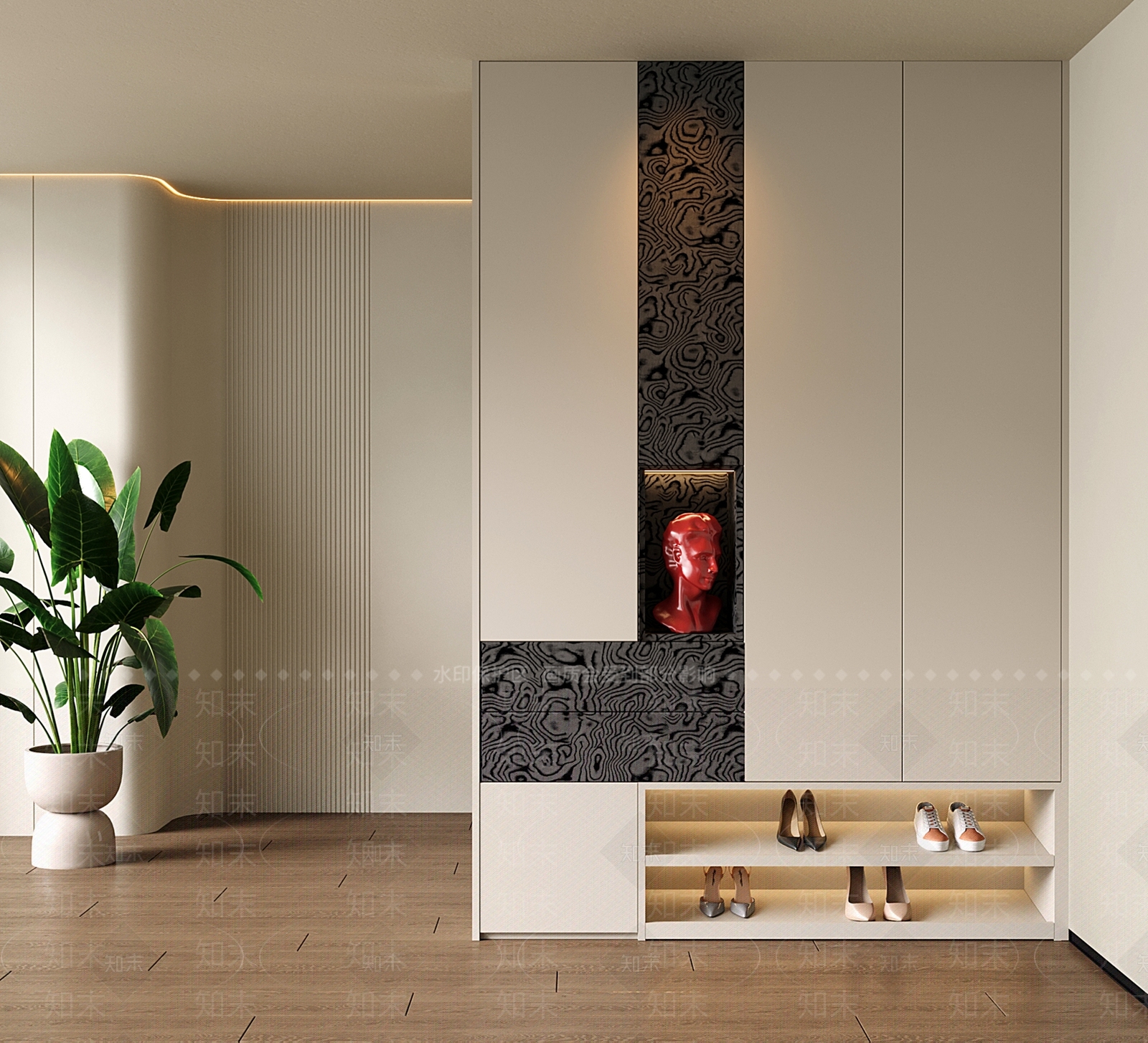 现代中古鞋柜SU模型下载【ID:1201631120】