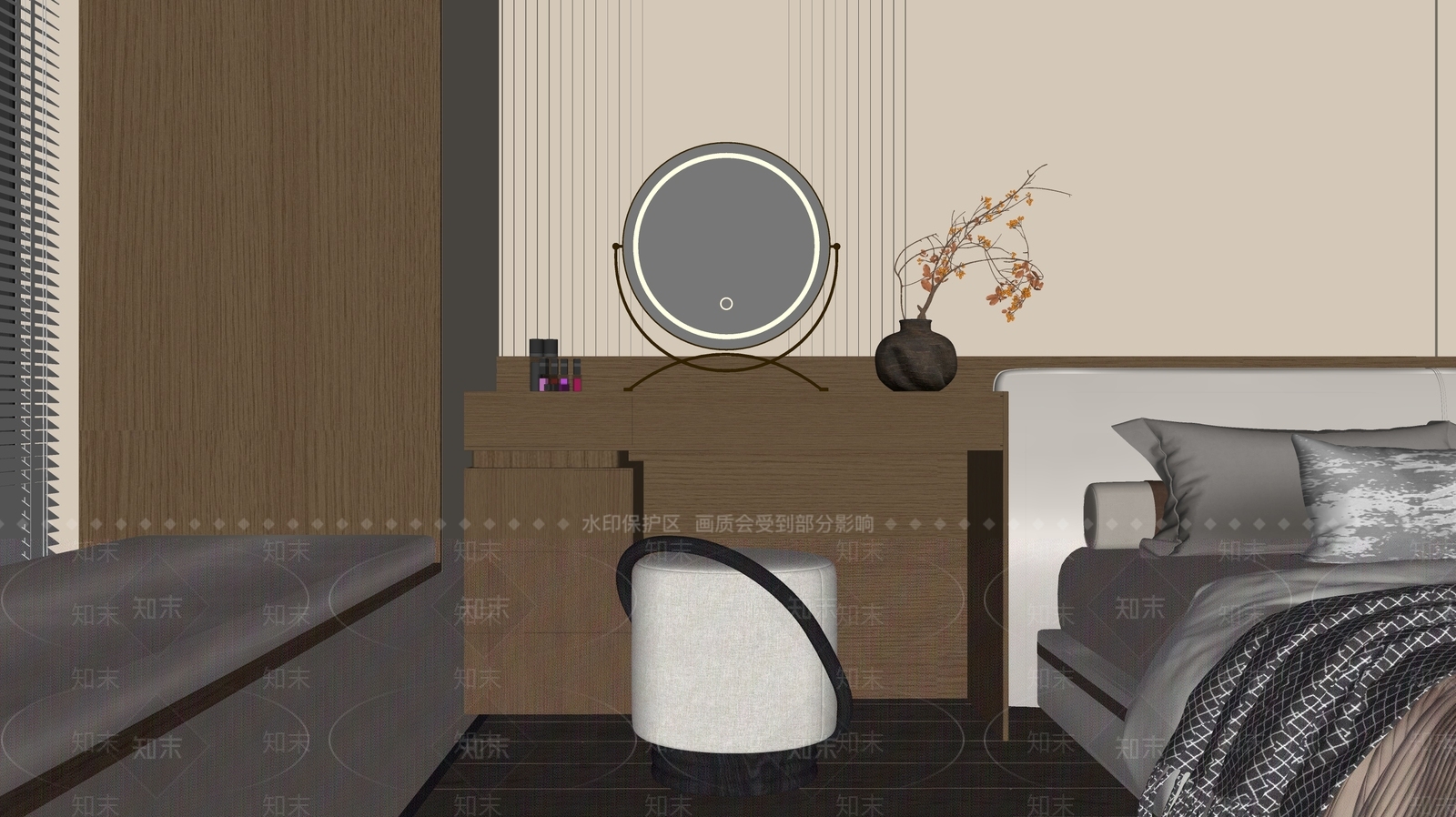 现代新中式梳妆台SU模型下载【ID:1201631266】