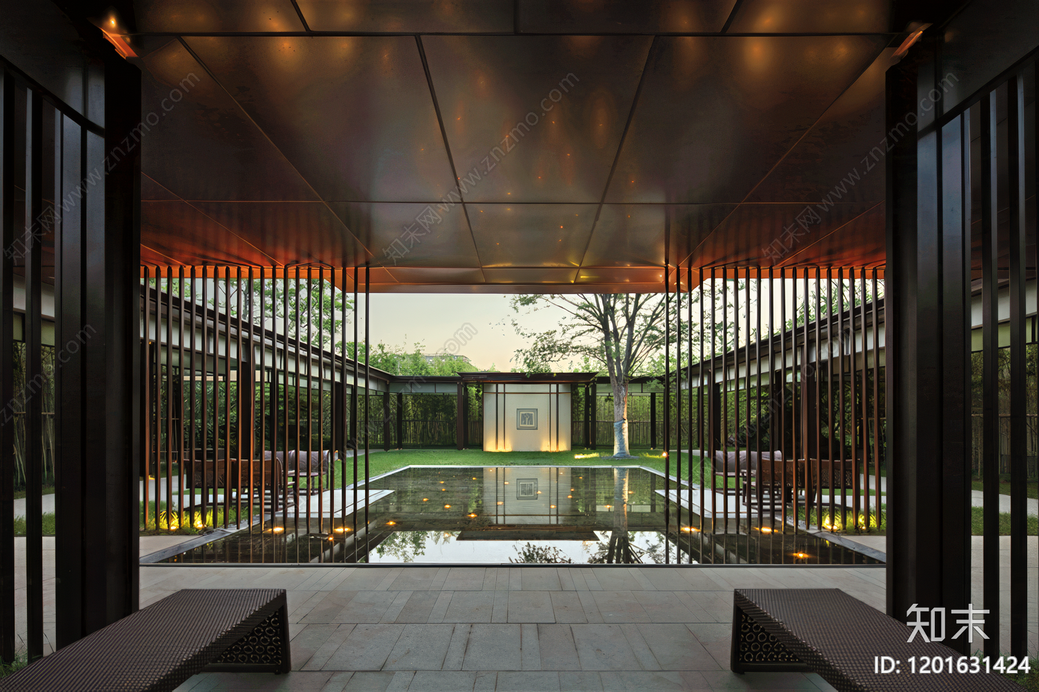 新中式中式廊架施工图下载【ID:1201631424】