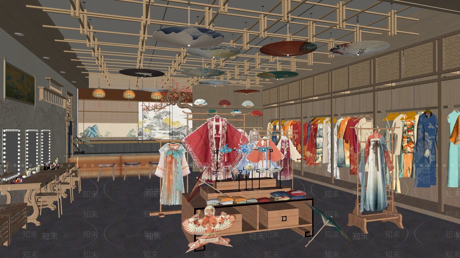 新中式服装店SU模型下载【ID:1201631564】