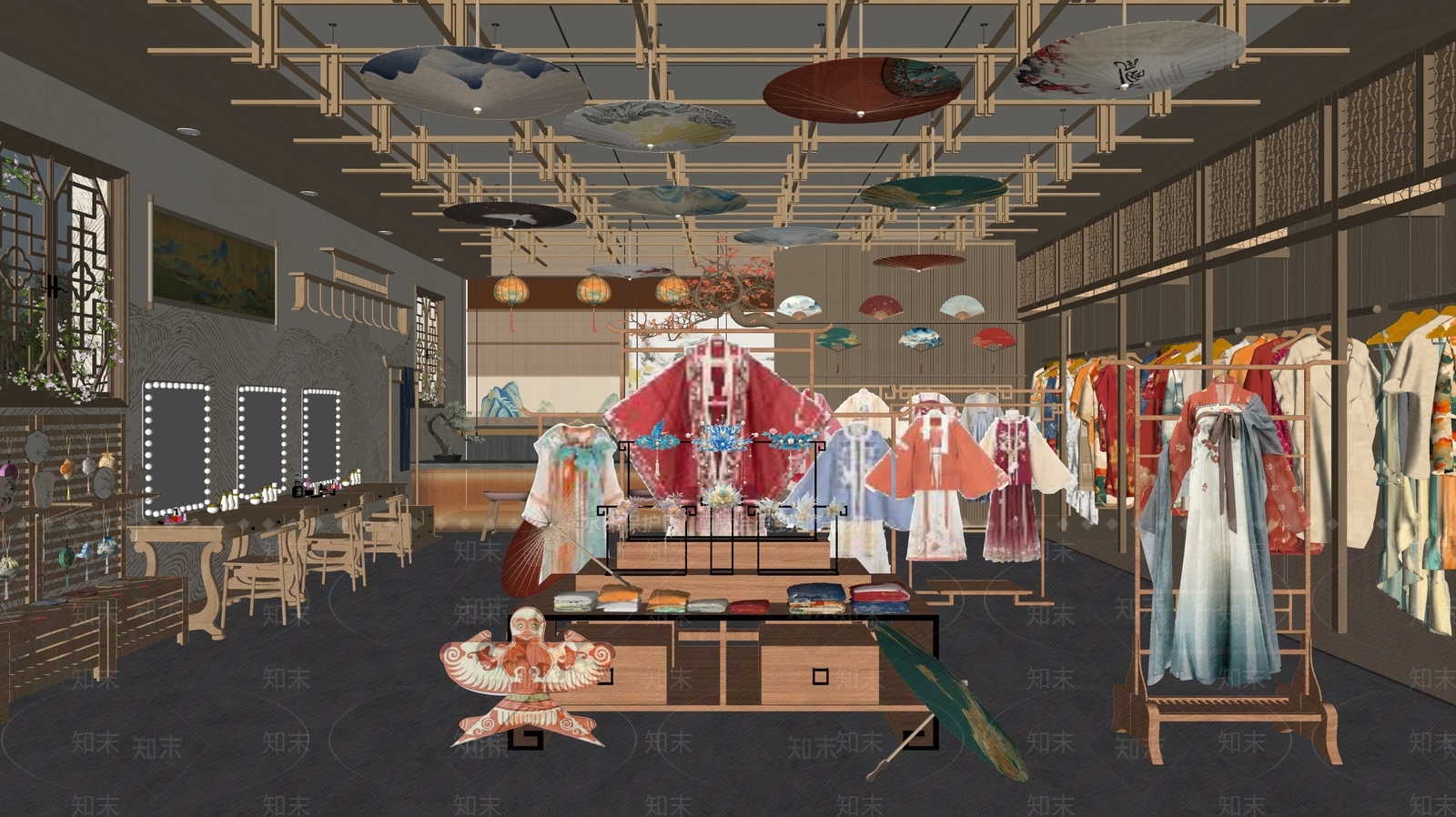 新中式服装店SU模型下载【ID:1201631564】