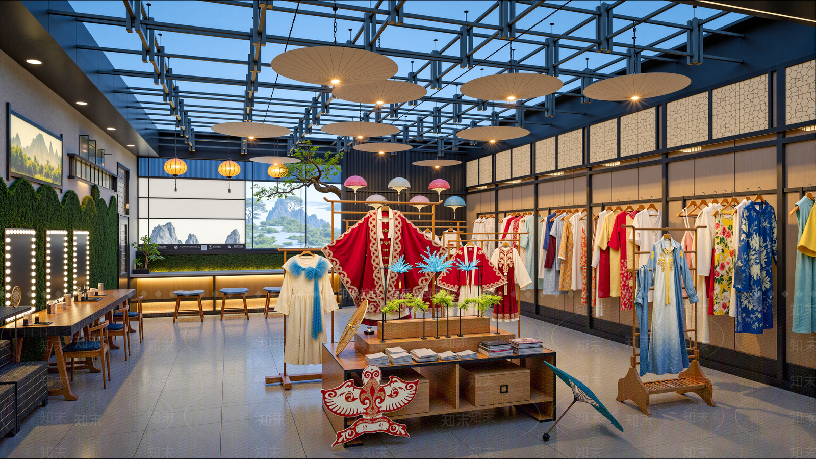 新中式服装店SU模型下载【ID:1201631564】